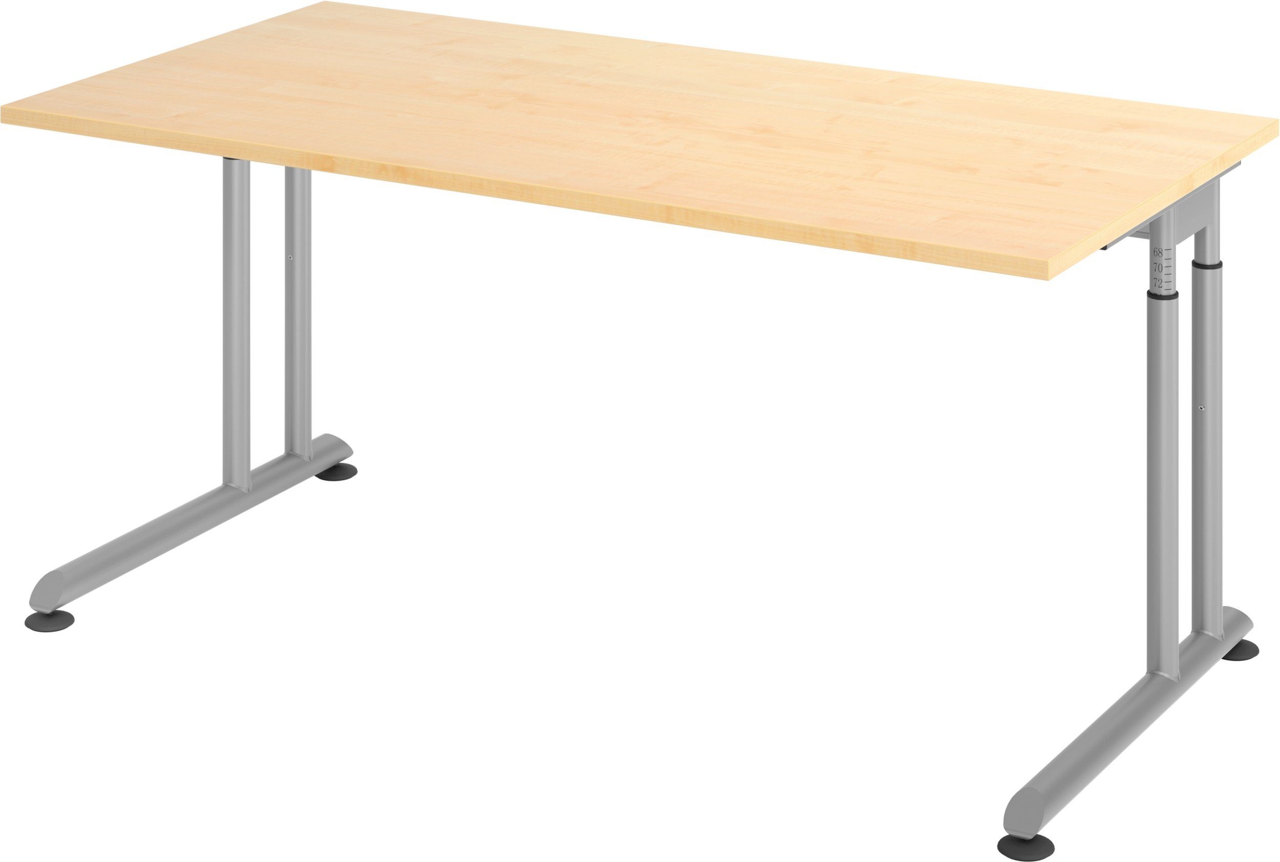 bümö Schreibtisch Schreibtisch Serie-Z, Rechteck: 160 x 80 cm - Dekor: Ahorn - Gestell: Silber