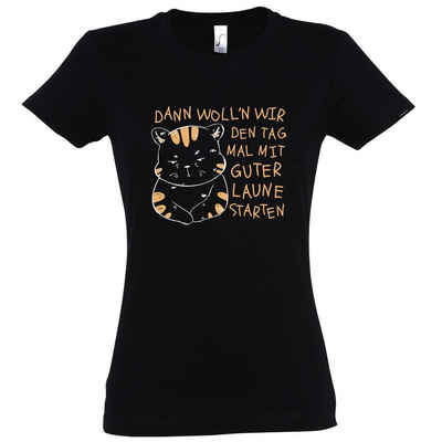 Youth Designz T-Shirt Starten Wir Den Tag Mit Gute Laune Damen Shirt mit trendigem Frontprint