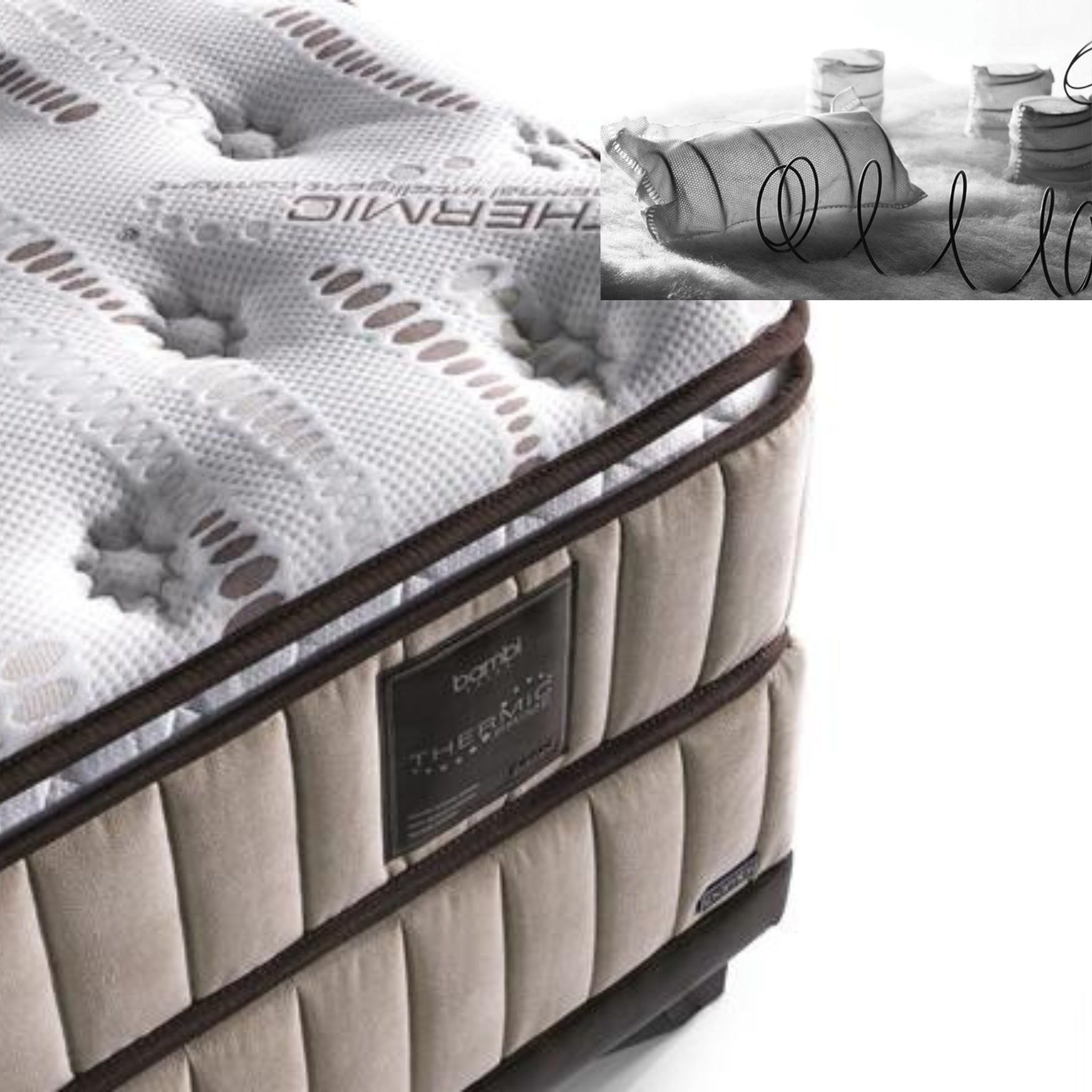 Taschenfederkernmatratze 8 Schichten mit Topper Matratze 90x200 - 180x200 Thermic Prime, Bambi, 30 cm hoch