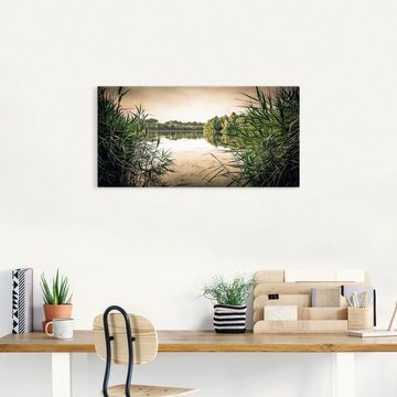 Artland Leinwandbild gruenes Schilf am See, Seebilder (1 St), auf Keilrahmen gespannt