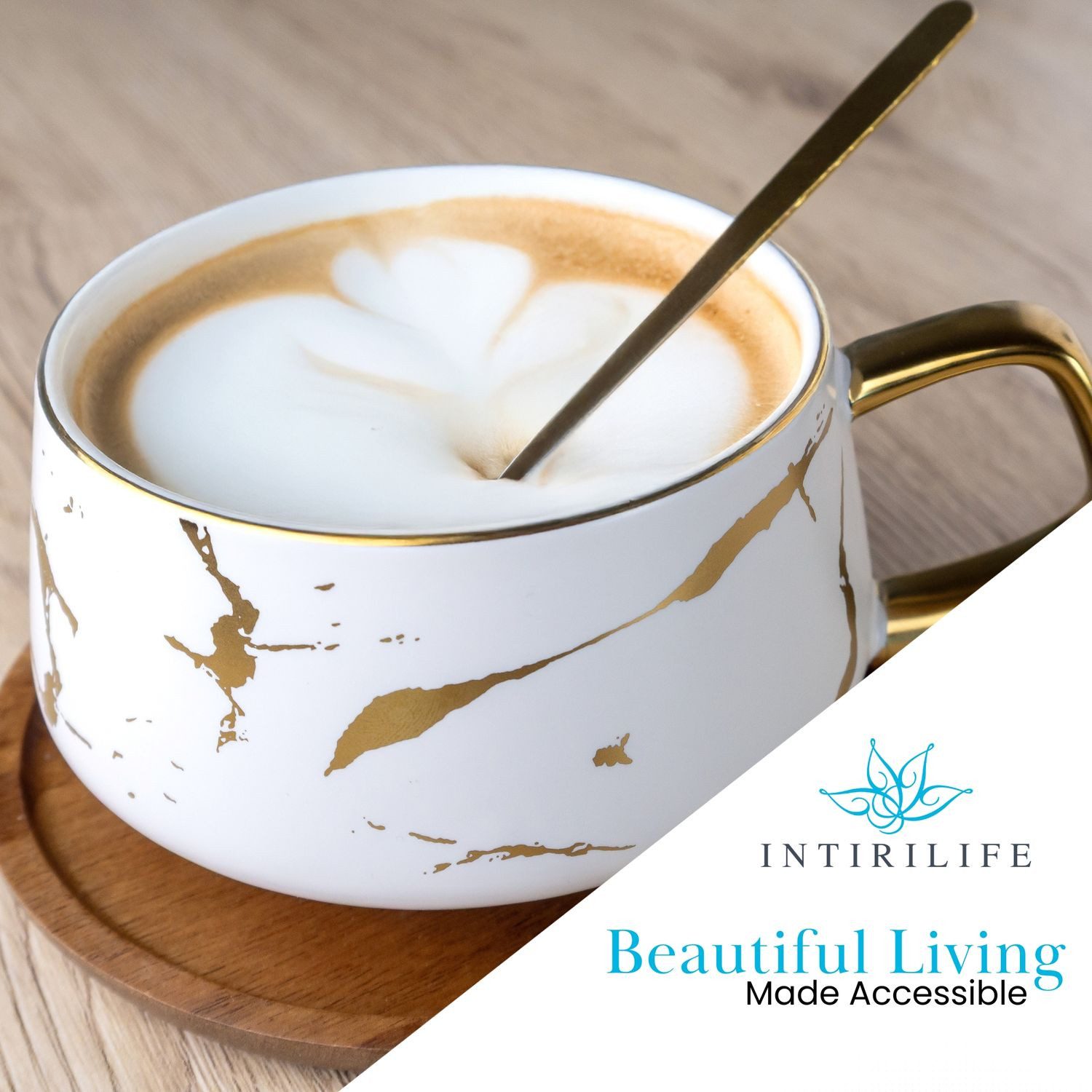 Intirilife Tasse, 6-tlg., Keramik, 6x Kaffeetasse Teetasse Keramik 200ml Tassen Set Untersetzer Becher