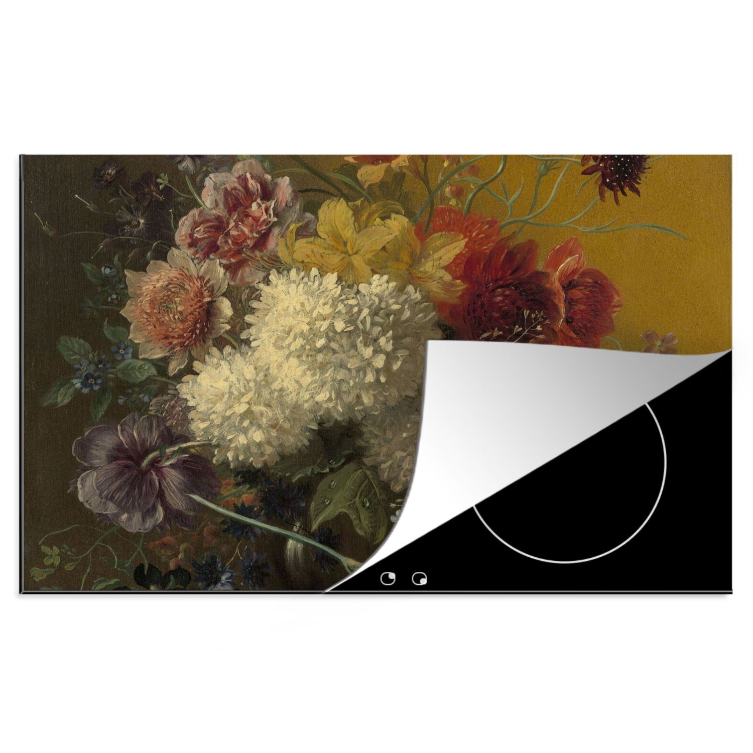 Herdblende-/Abdeckplatte küche, G.J.J tlg), mit Os, Blumen von Ceranfeldabdeckung für cm, Schutz Vinyl, 81x52 Gemälde die Stilleben MuchoWow Induktionskochfeld - (1 Van