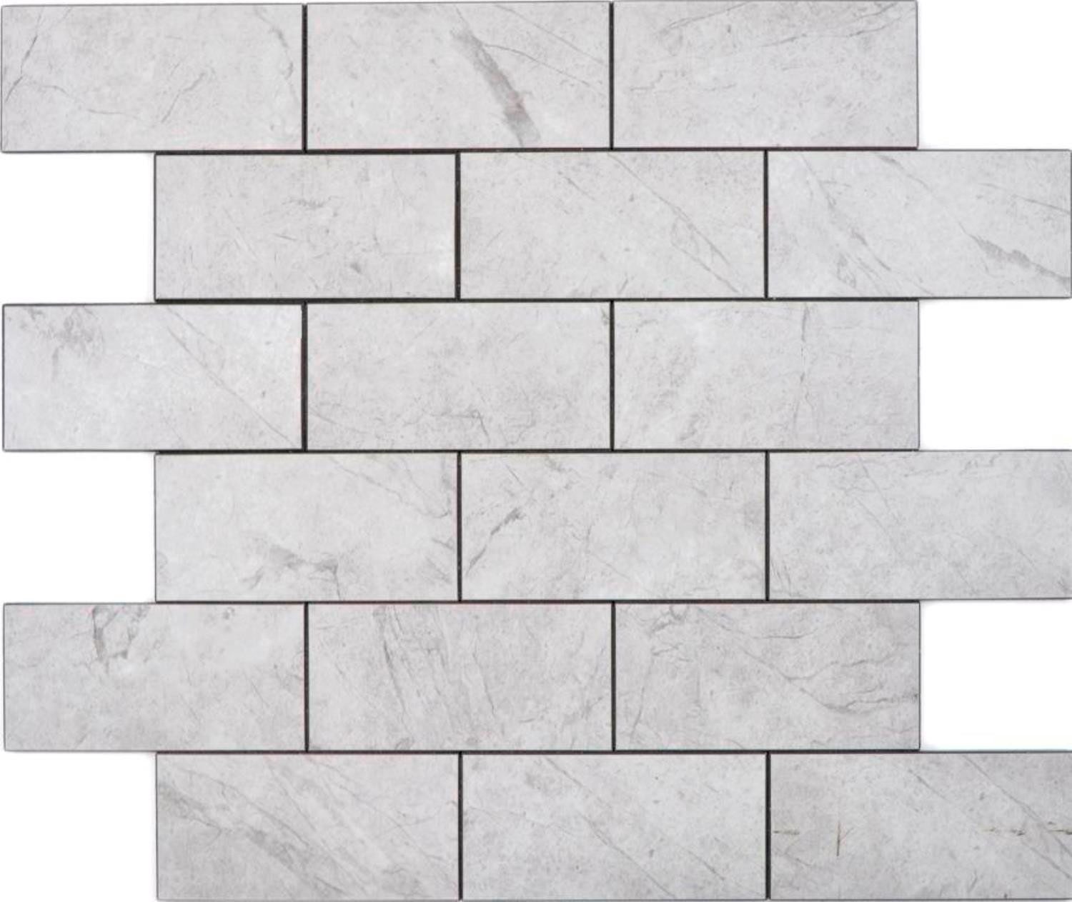 Mosani Mosaikfliesen Selbstklebende Wandfliesen Плиткаspiegel Wanddeko, Aluminium Metell, Grau, Spritzwasserbereich geeignet: Waschbecken, Плиткаspiegel