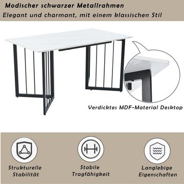 REDOM Essgruppe Moderner Küchentisch Set, (Esszimmerstuhl mit Metallbeinen, Esstisch mit 4 Stühlen), Rückenlehne