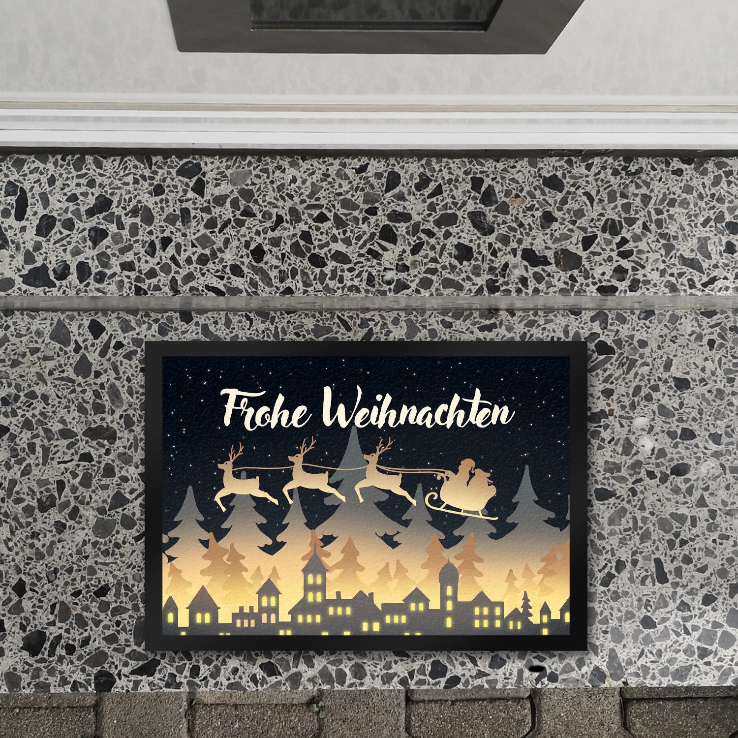 speecheese Fußmatte Frohe Weihnachten Skyline Fußmatte in 35x50 cm günstig online kaufen