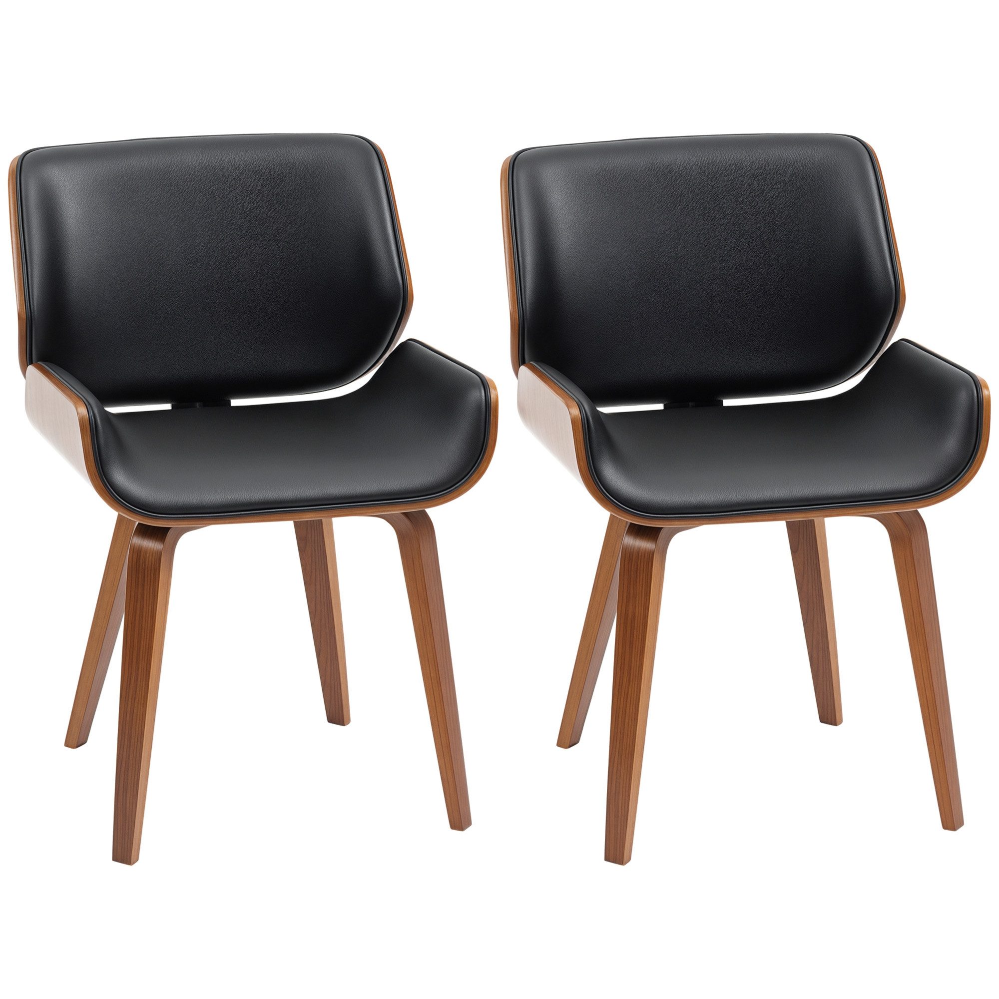HOMCOM Esszimmerstuhl Stühle mit Rückenlehne, Vintage Polsterstuhl, Kunstleder (Küchenstuhl, 2 St), für Esszimmer, Schwarz – Bild 2 von 5