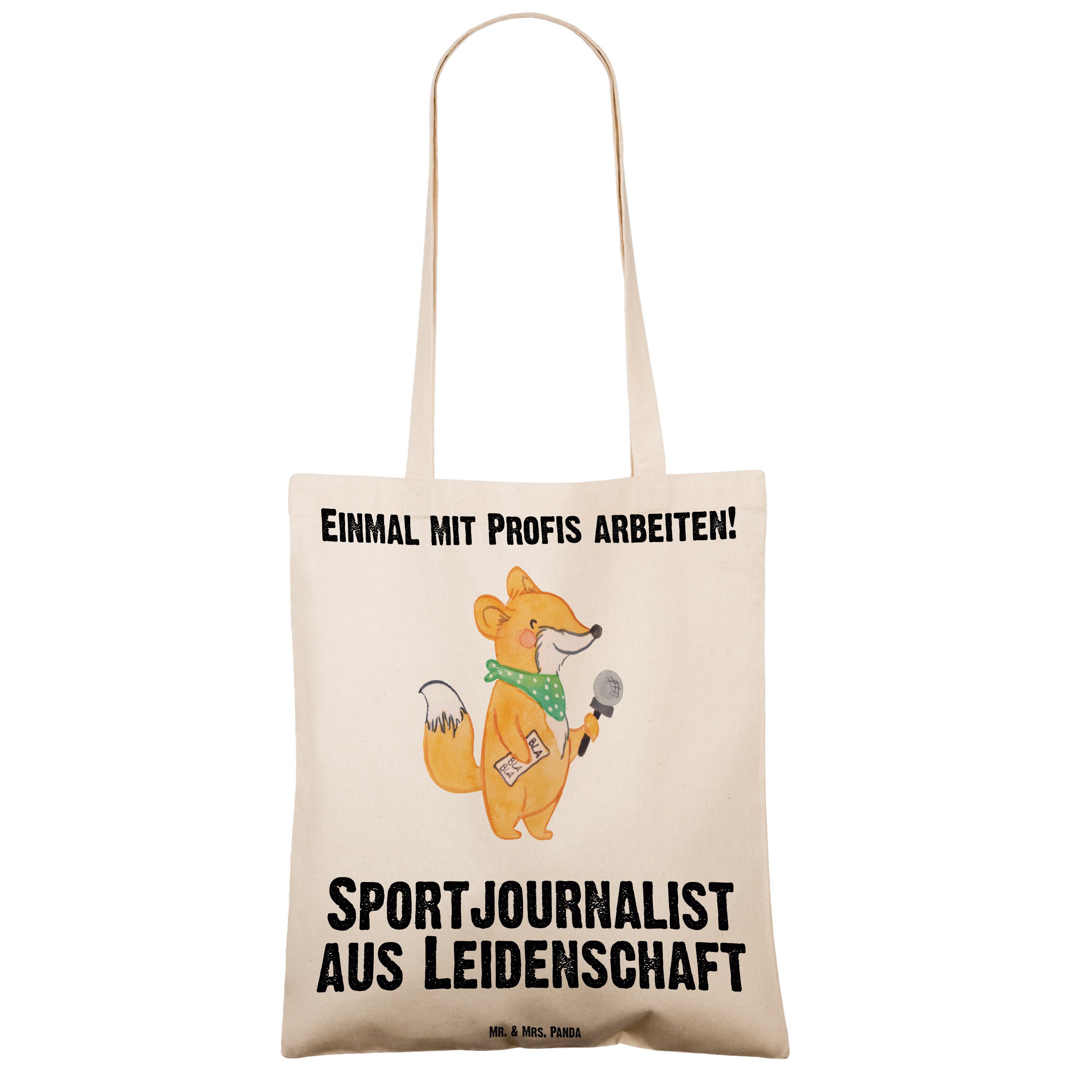 Mr. & Mrs. - Geschenk, Be aus Transparent Sportjournalist Leidenschaft Panda (1-tlg) Beutel, Tragetasche 