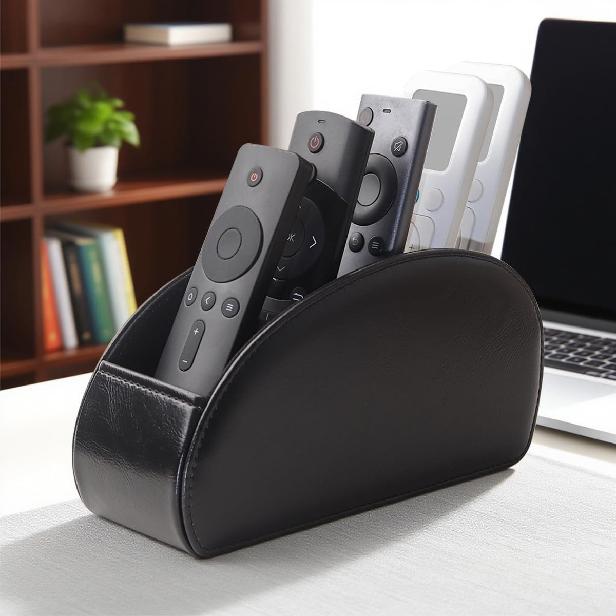 FELIXLEO Fernbedienungshalter Fernbedienungshalter Leder Mit 5 Fächern Desktop Organizer, (1-tlg) – Bild 2 von 5