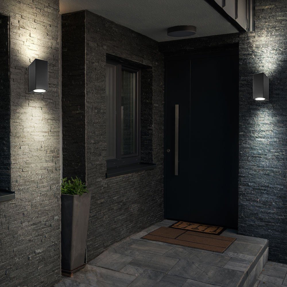 2x LED Design Außen Haus Wand-Lampen Balkon ALU Spot Strahler Terrassen Leuchten 