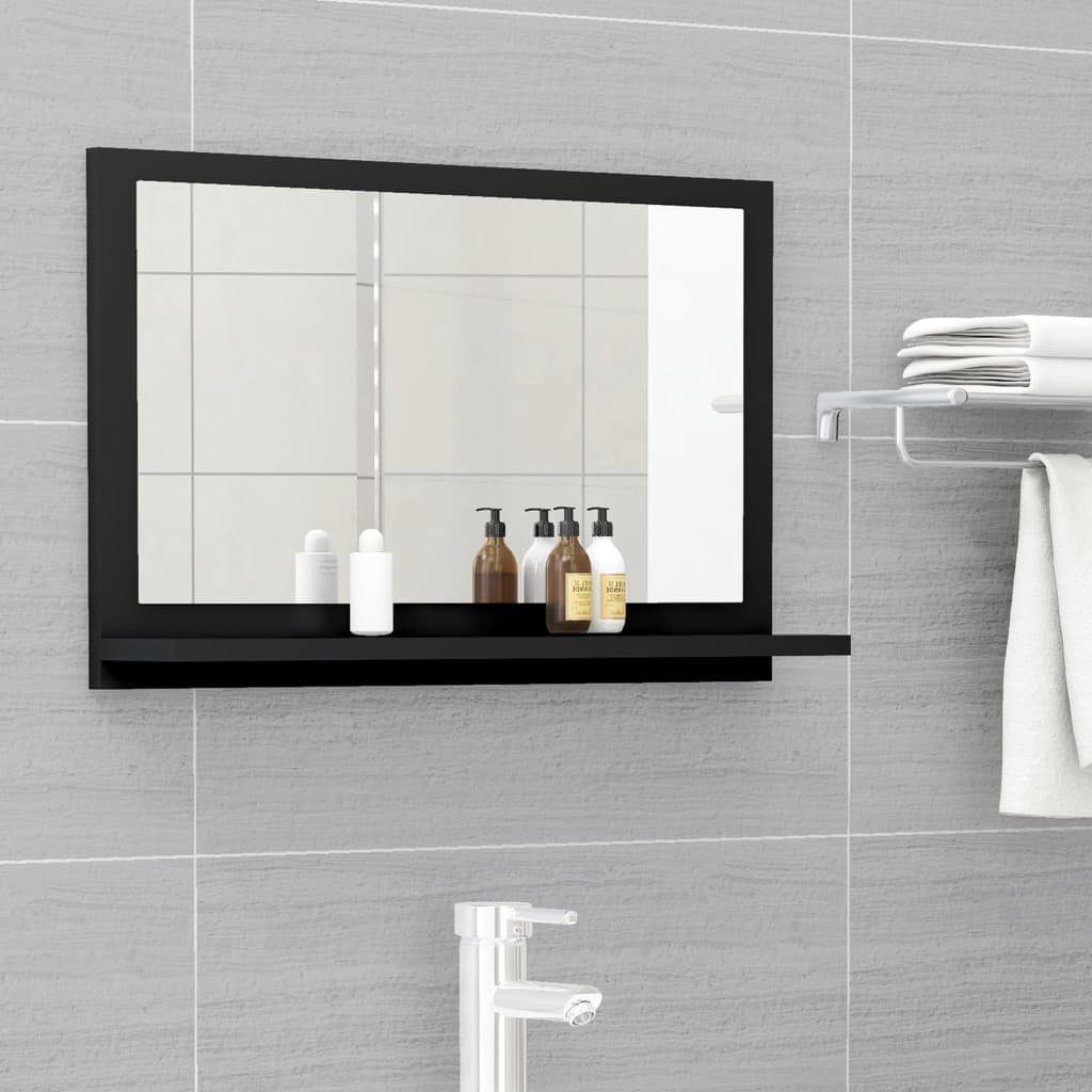cm (1-St) vidaXL Schwarz 60x10,5x37 Badezimmerspiegelschrank Holzwerkstoff Badspiegel
