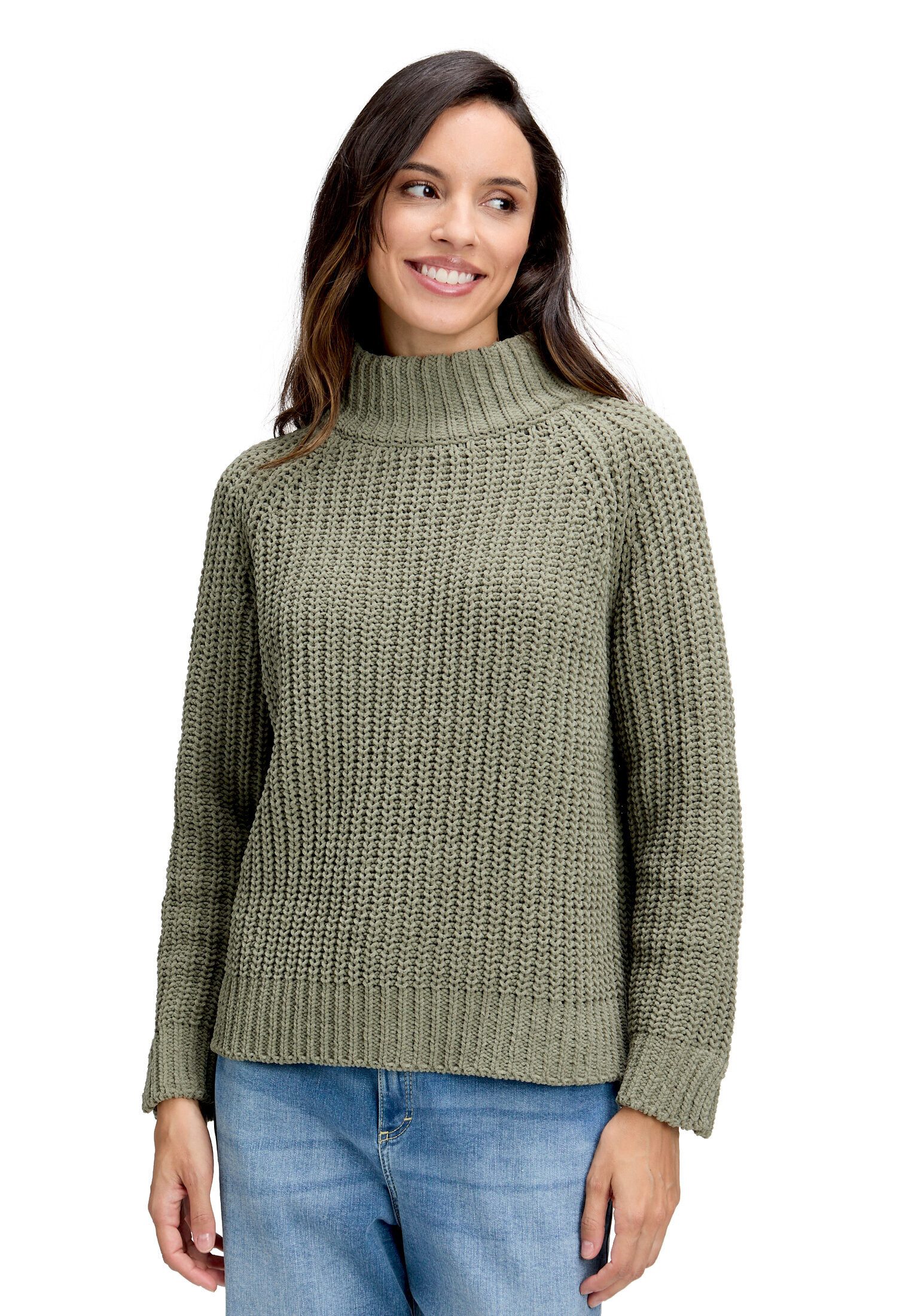 Cartoon Strickpullover Damen mit Stehkragen (1-tlg)