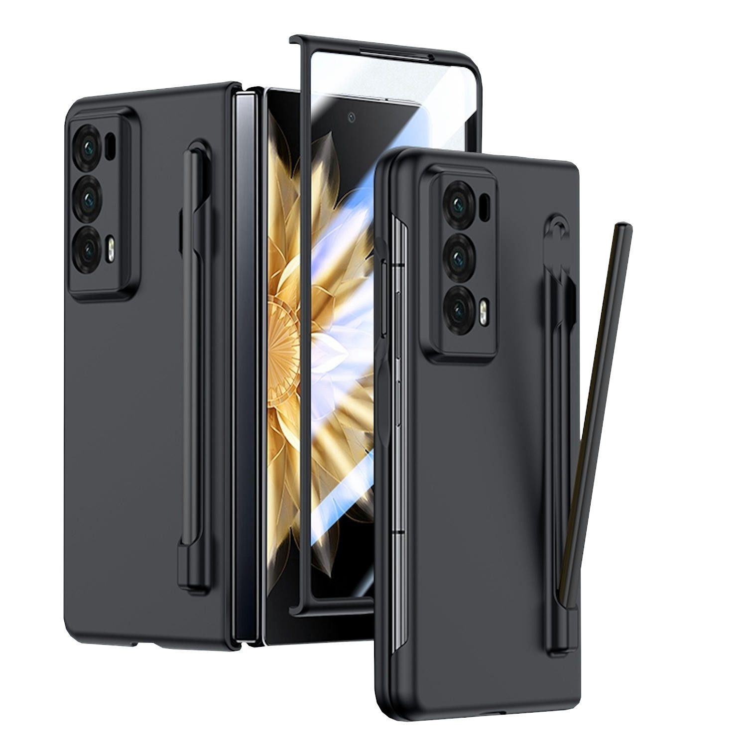 Wigento Handyhülle Für Honor Magic V2 PC Skin Feel Schutz Hülle Stifthalterung + Stift