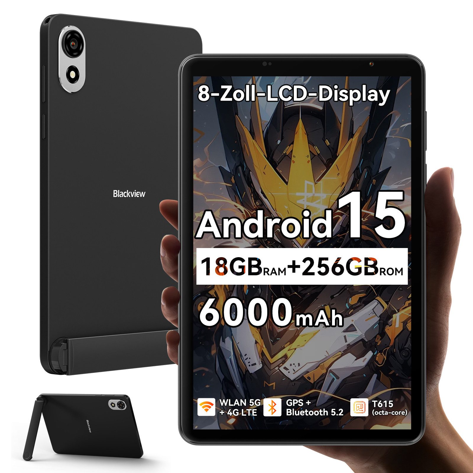 blackview Zeno 1 Android 15 90Hz 4G LTE+5G WiFi Tablet (8", 256 GB, Android 15, 4G LTE, 4G LTE, 8 Zoll, Android 15, Weihnachtsgeschenke)