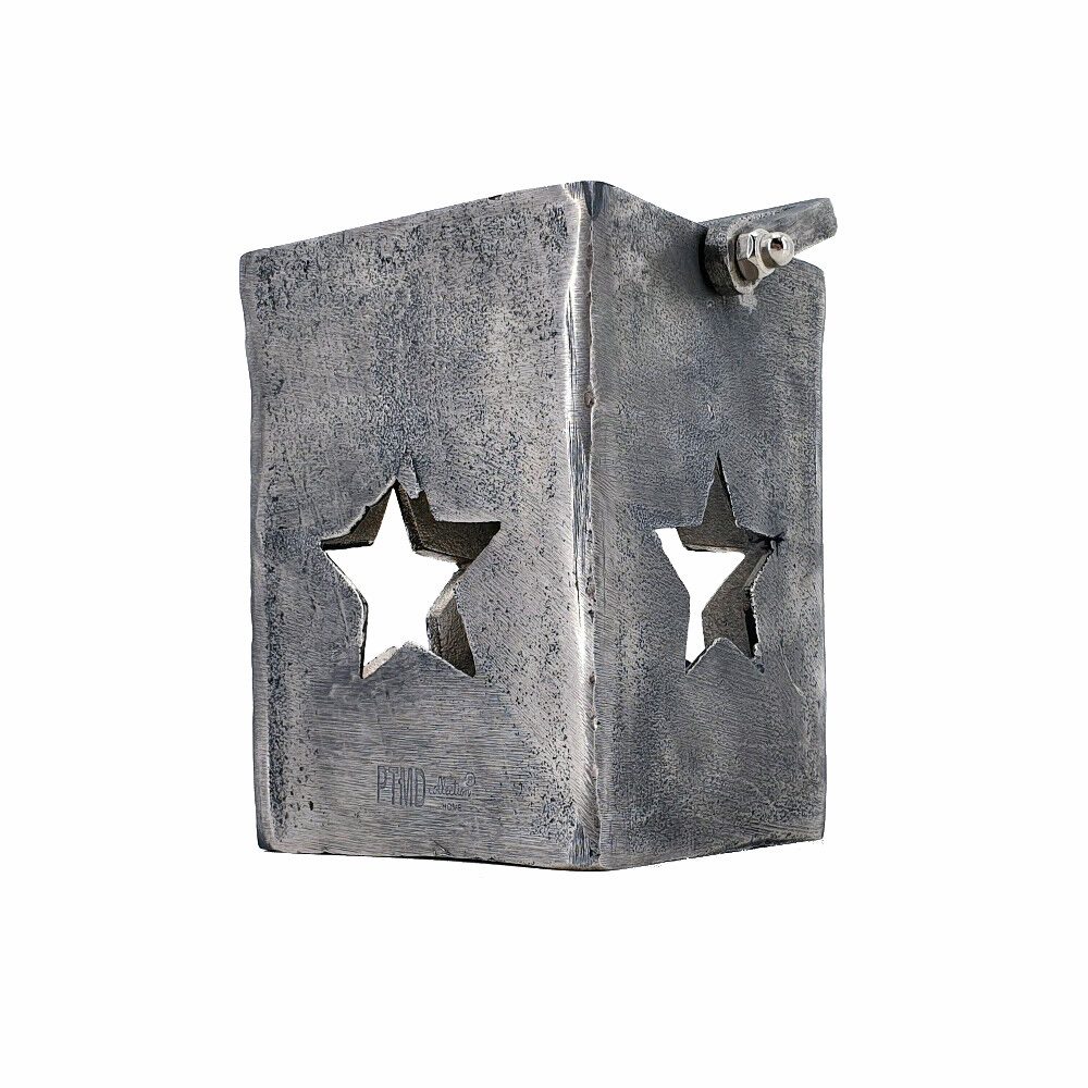 PTMD Windlicht Windlicht Teelicht Laterne Stern von PTMD mit Henkel Grau Kerze, ausgestanzter Stern