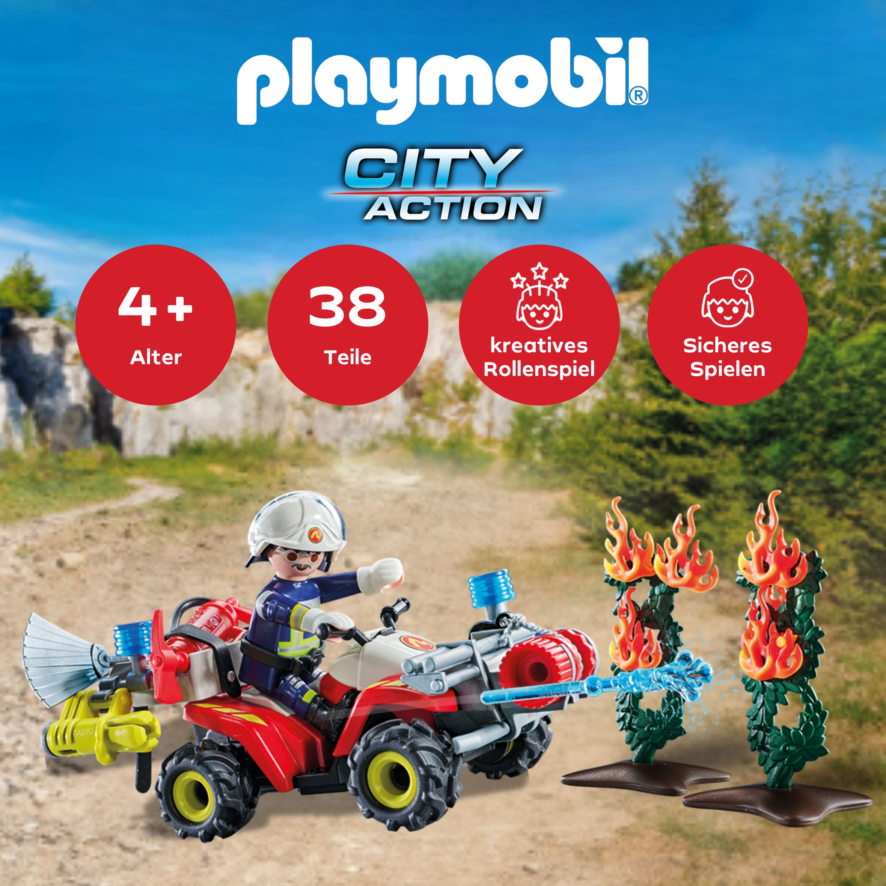 Playmobil® Feuerwehr Quad löscht Heckenbrand (71825), Playmobil Action Hero günstig online kaufen