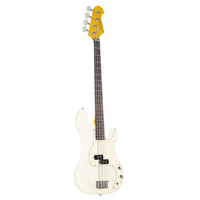 J & D E-Bass, PB Vintage 1963 Vintage White 4 Saiter Vintage-Style E-Bass mit Split-Coil Pickup, Vintage E-Bass, 1963 Vintage White, Split-Coil Pickup