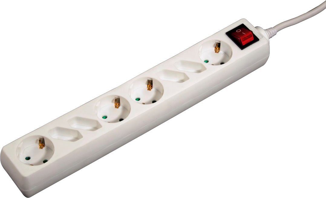 Hama 8-fache Mehrfachsteckdose mit Schalter, 1,4 m Steckerleiste, weiß Steckdosenleiste 8-fach (Kabellänge 1,4 m)