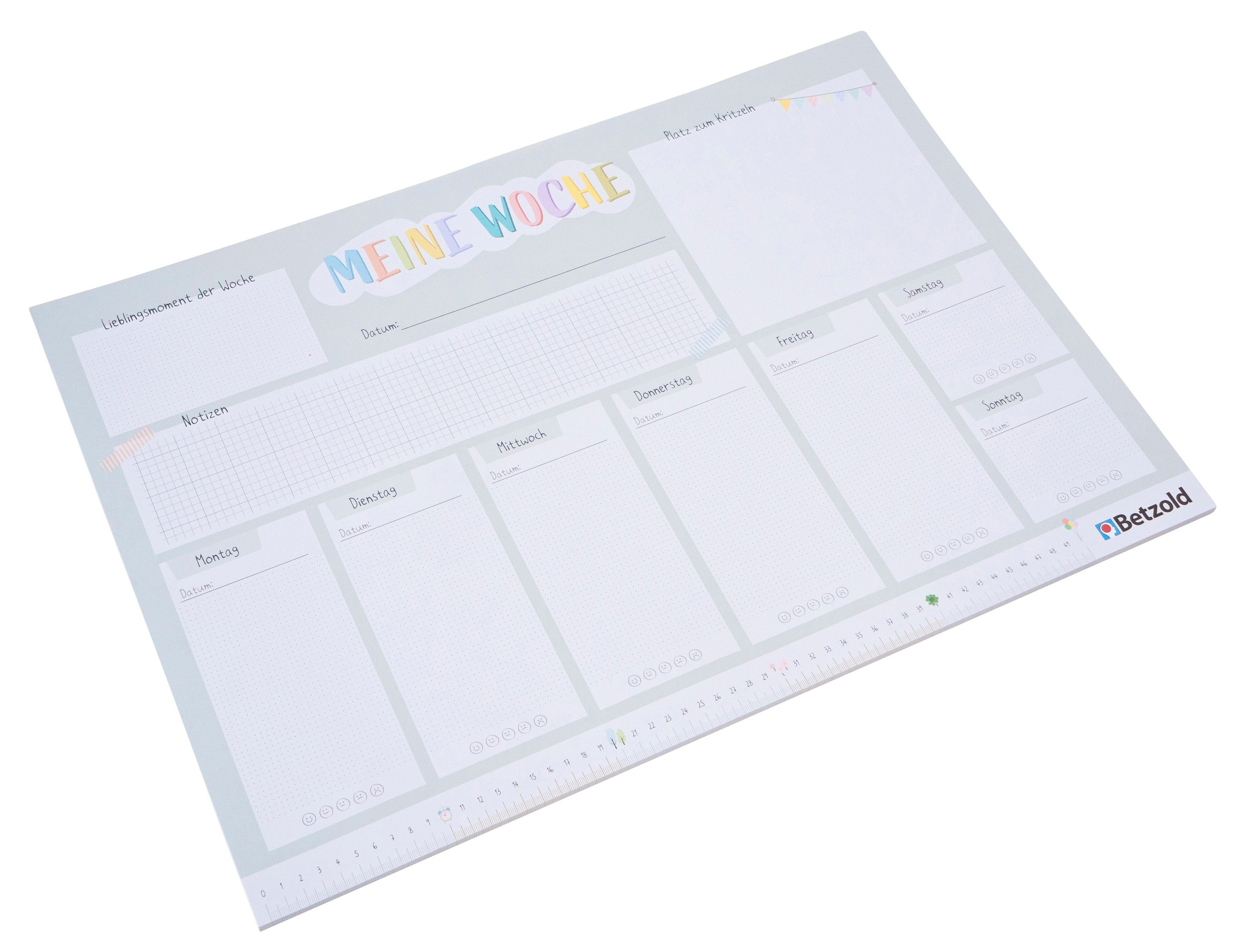 Betzold Schreibtischunterlage Schreibtischunterlage „Wochenplan“, DIN A2, 60 Blatt