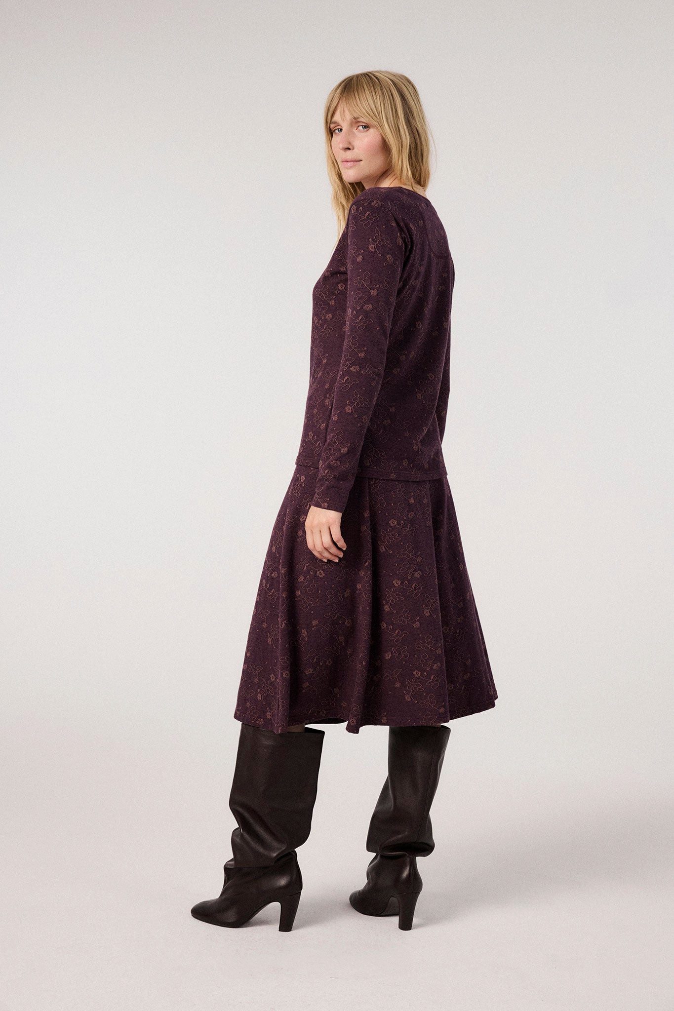 Jerseyrock Rock Damen mit floralem Jacquardmuster - Jerseyrock aus Bio-Baumwolle