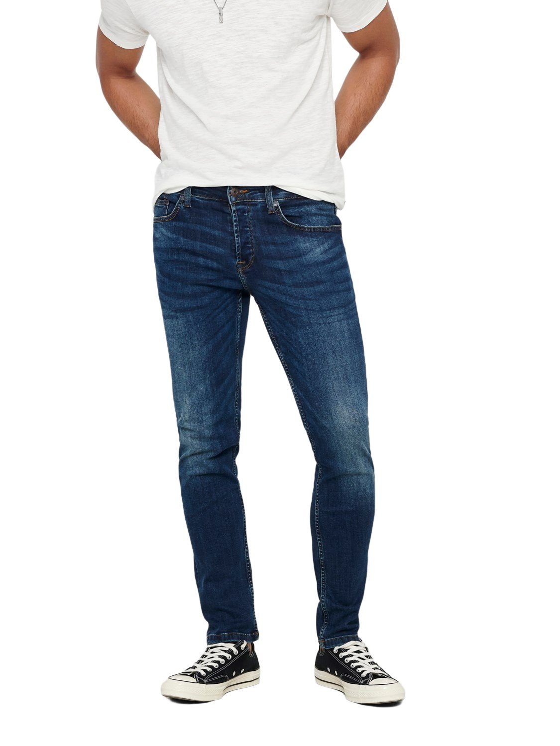 Only & Sons Herren Jeans ONSWEFT 5076 PK - Straight Fit - Blau - Medium Blu günstig online kaufen