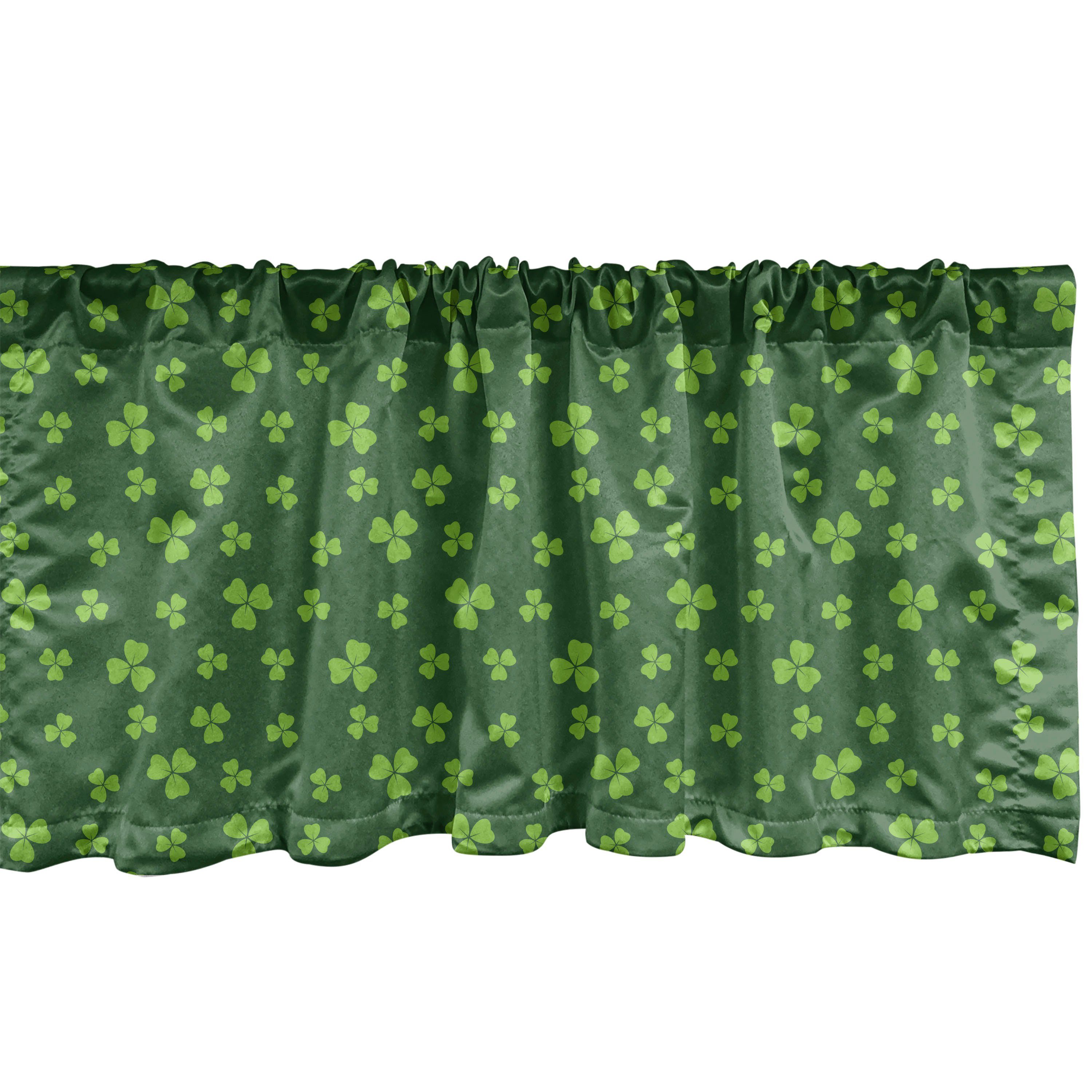 Scheibengardine Vorhang Volant für Küche Schlafzimmer Dekor mit Stangentasche, Abakuhaus, Microfaser, Blumen Mini Shamrock-Blätter-Muster