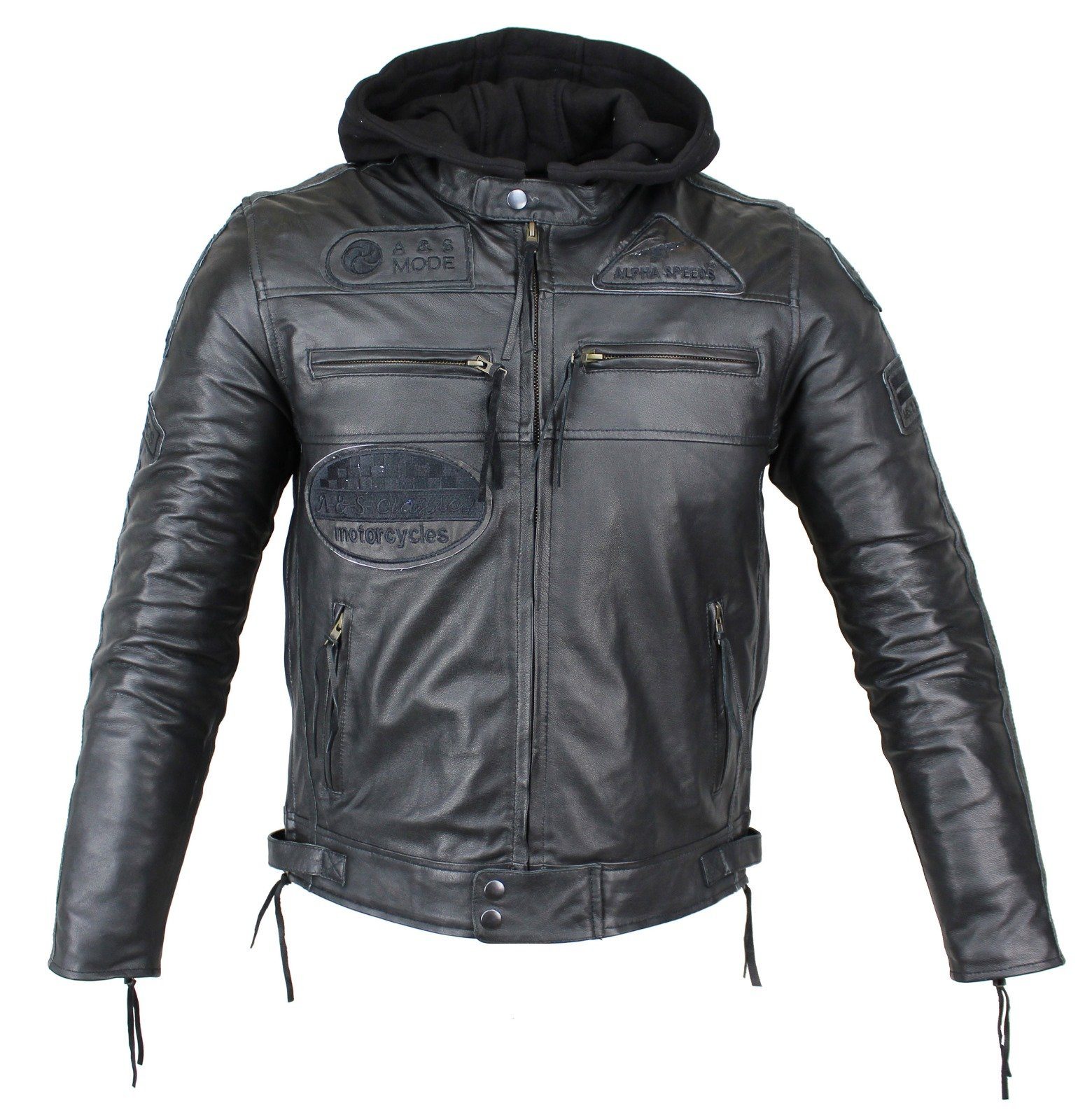 Alpha Speeds Motorradjacke Herren Leder Jacke Biker Freizeit Highway Jacke günstig online kaufen