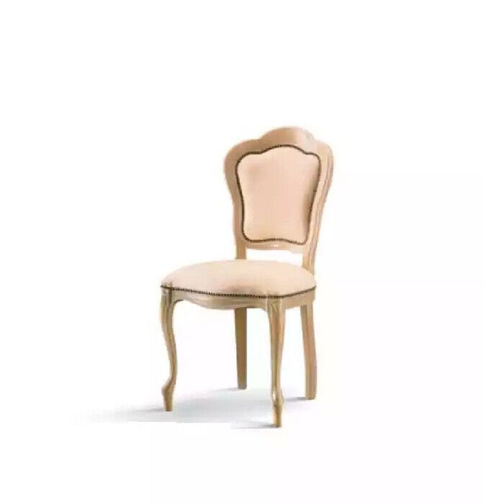 JVmoebel Esszimmerstuhl Beige Esszimmer Stuhl Polsterstuhl ohne Armlehne Luxus Sessel Neu (1 St), Made in Italy