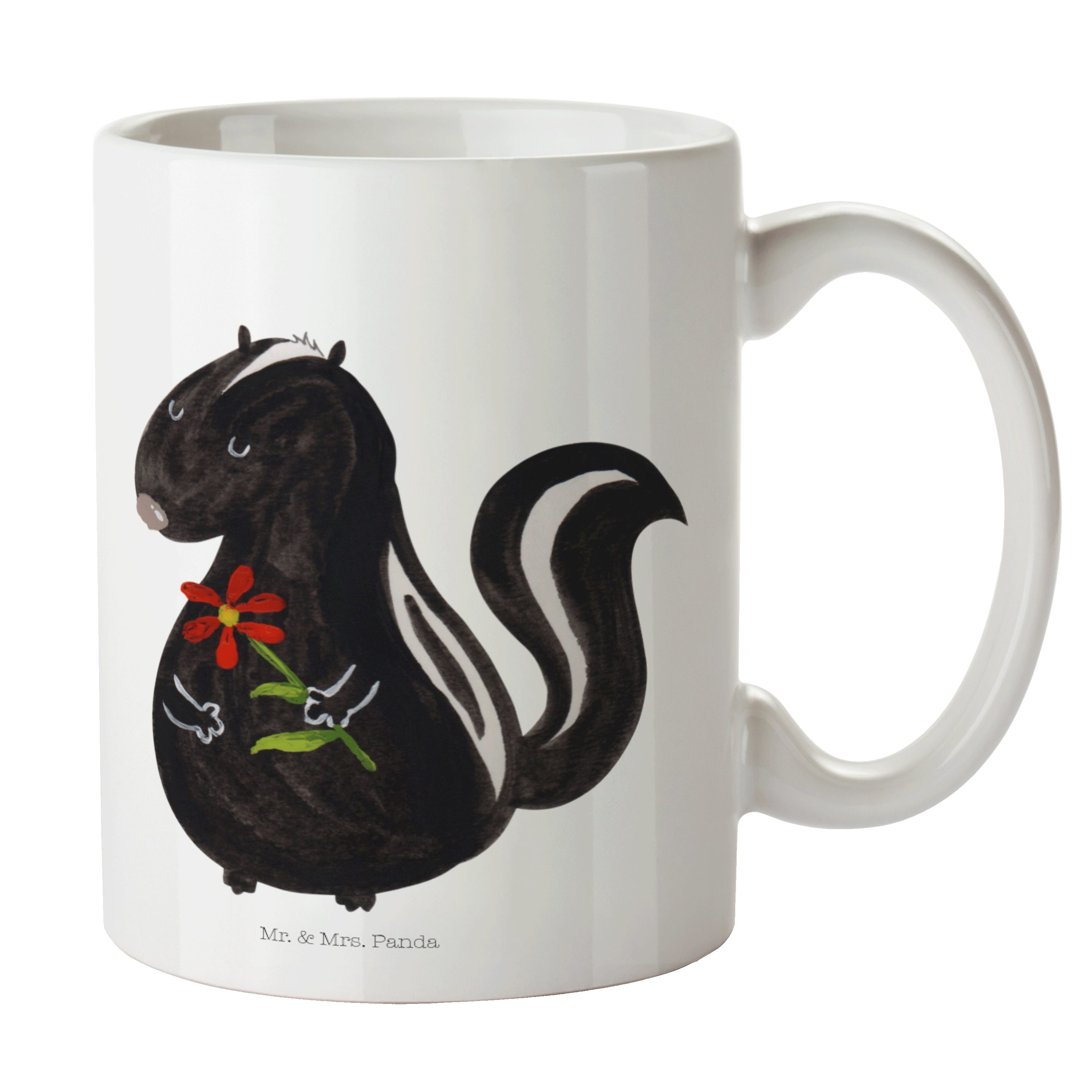 Mr. & Mrs. Panda - Stinker, Büro Keramik - Tasse Dreams, Blume Geschenk, Skunk, Weiß Tasse, Stinktier