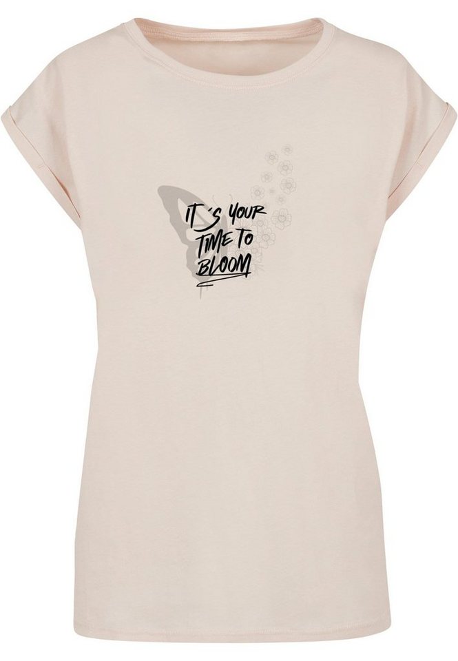 Merchcode T-Shirt Damen Ladies Its Your Time To Bloom Extended Shoulder Tee  (1-tlg)