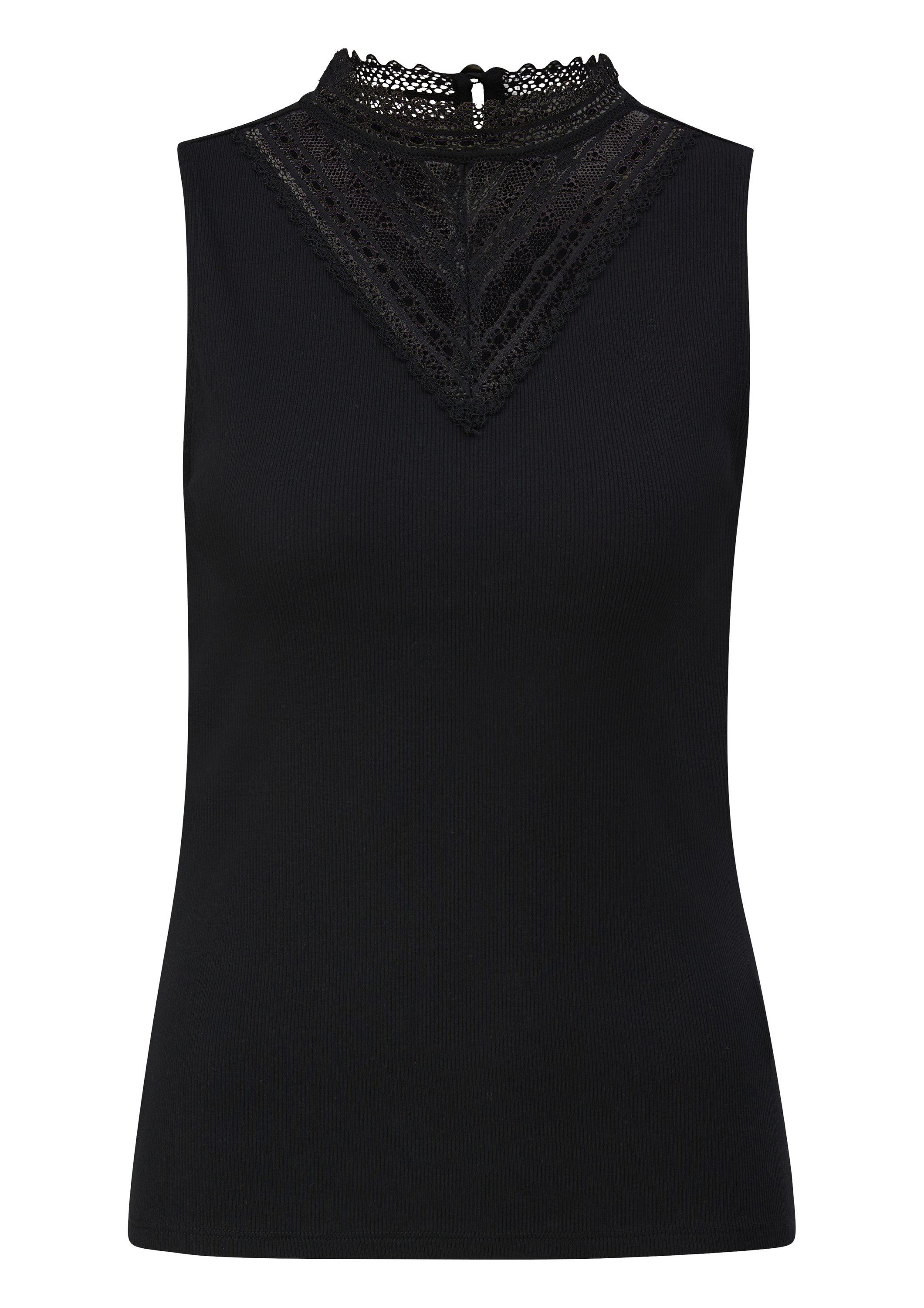 QS Muskelshirt T-Shirt Ripptop mit Spitzeneinsatz günstig online kaufen