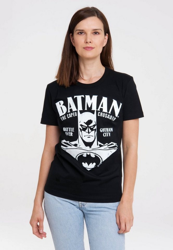 LOGOSHIRT T-Shirt Batman - Portrait mit Superhelden Print