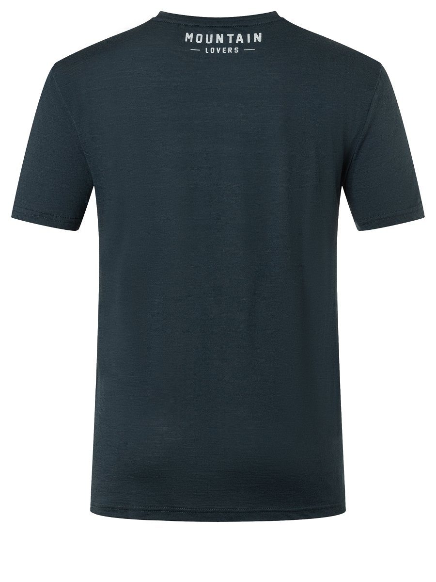Blueberry/Vapor BEAR TEE M Merino-Materialmix geruchshemmender T-Shirt SUPER.NATURAL Merino Grey Print-Shirt SKIING