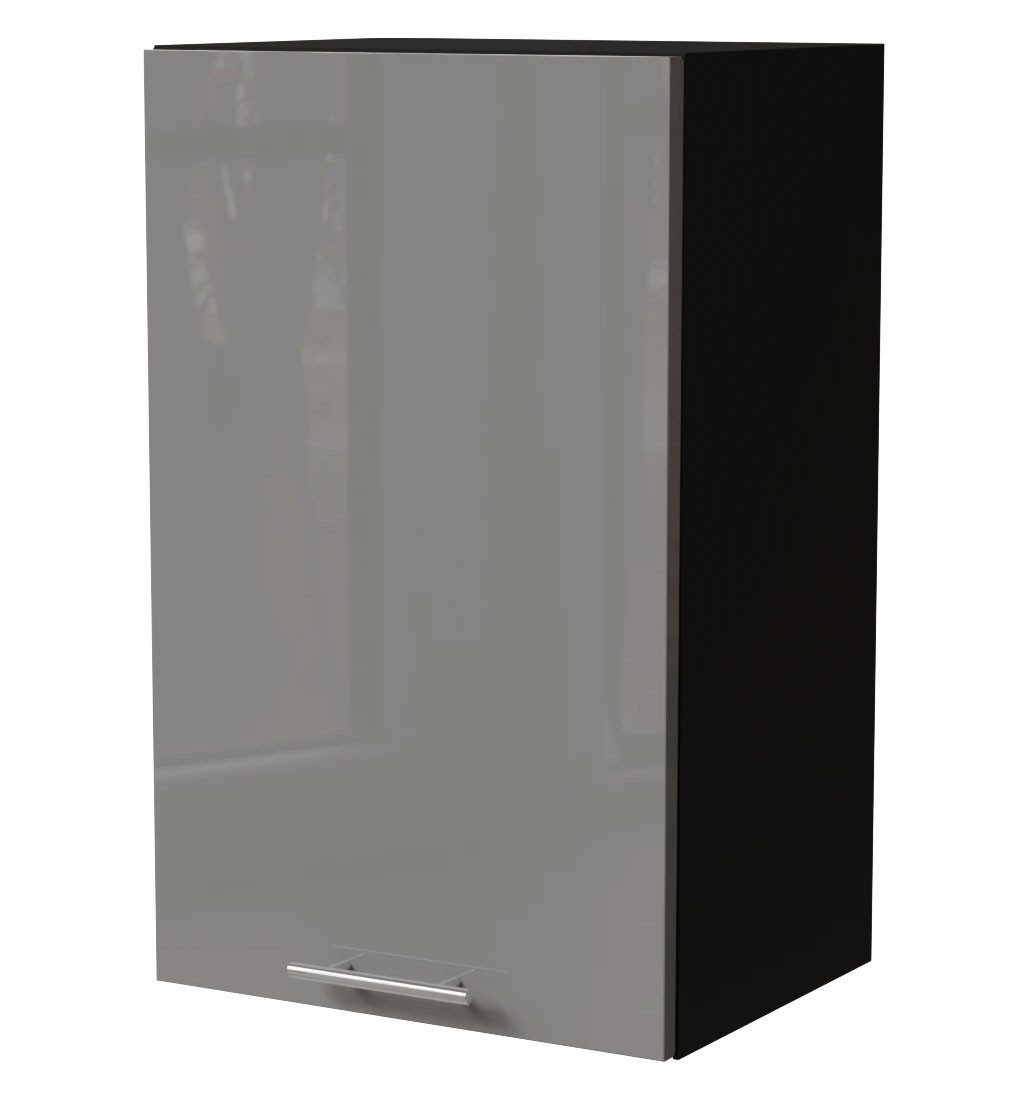 Feldmann-Wohnen Klapphängeschrank Essen (W2/45, 1-türig, 2 Einlegeböden, 1-St., Küchenhängeschrank) 45x32,5x72cm schwarz - grau Hochglanz (ES-W2/45)