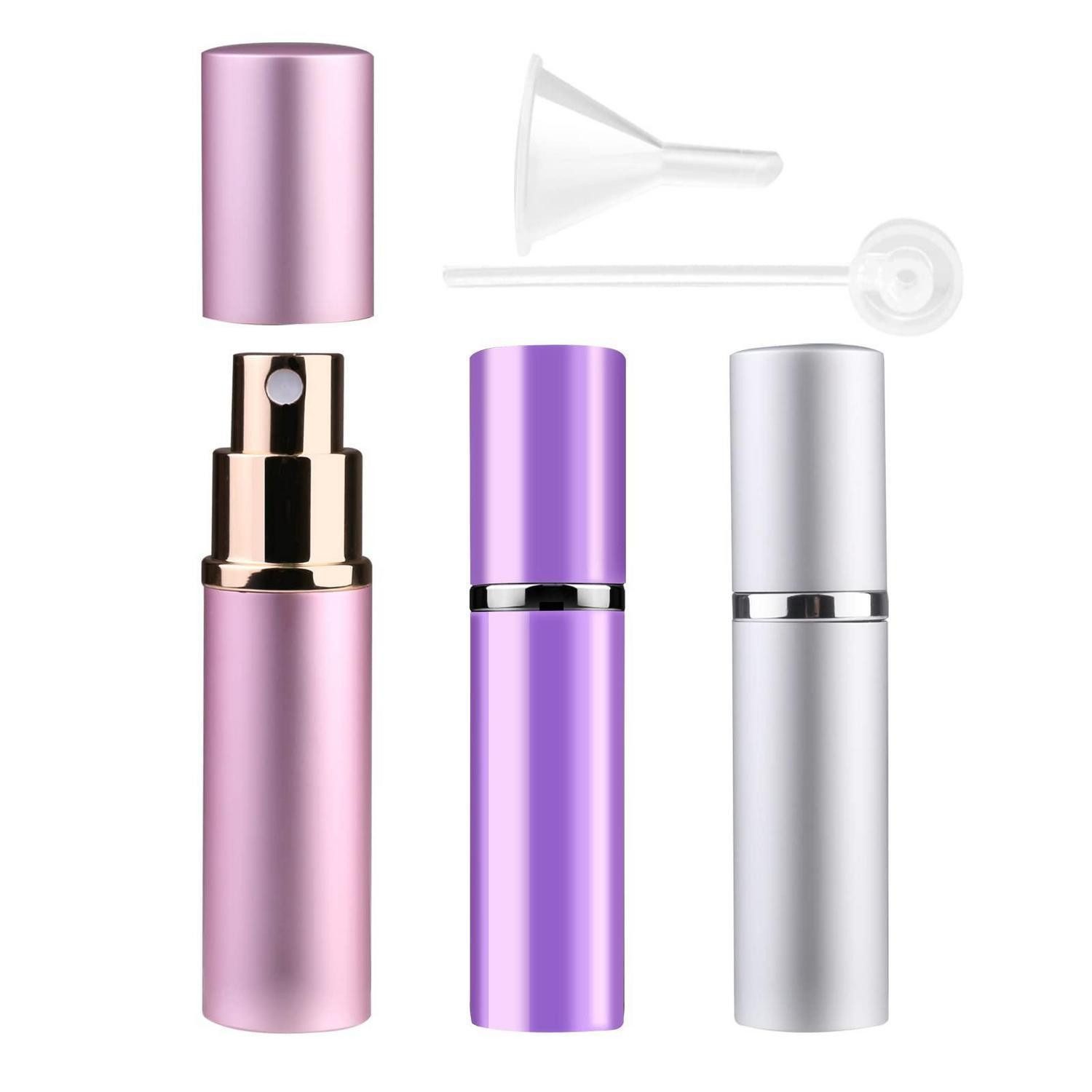 LuxusKollektion Eau de Toilette Parfümzerstäuber 3er Set 10ml Nachfüllbar Rosa/Silber/Lila