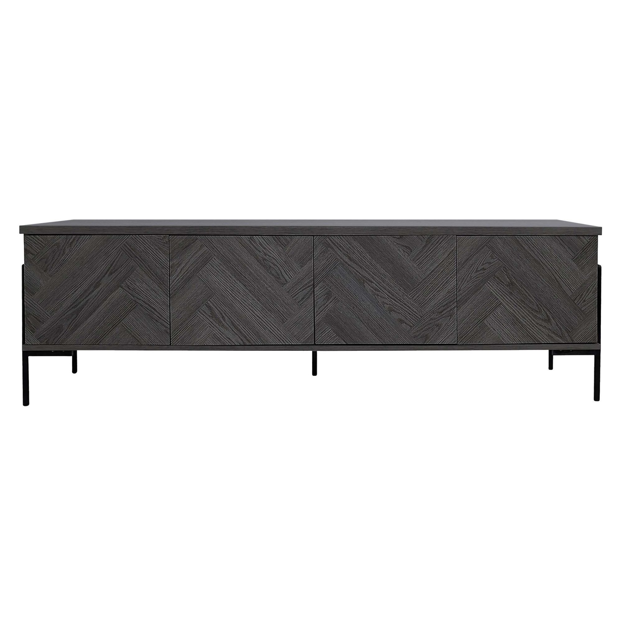 OTTO home Lowboard Eadwine, TV-Kommode, Push-to-open, Türen mit Fischgräten Muster, Breite 175 cm