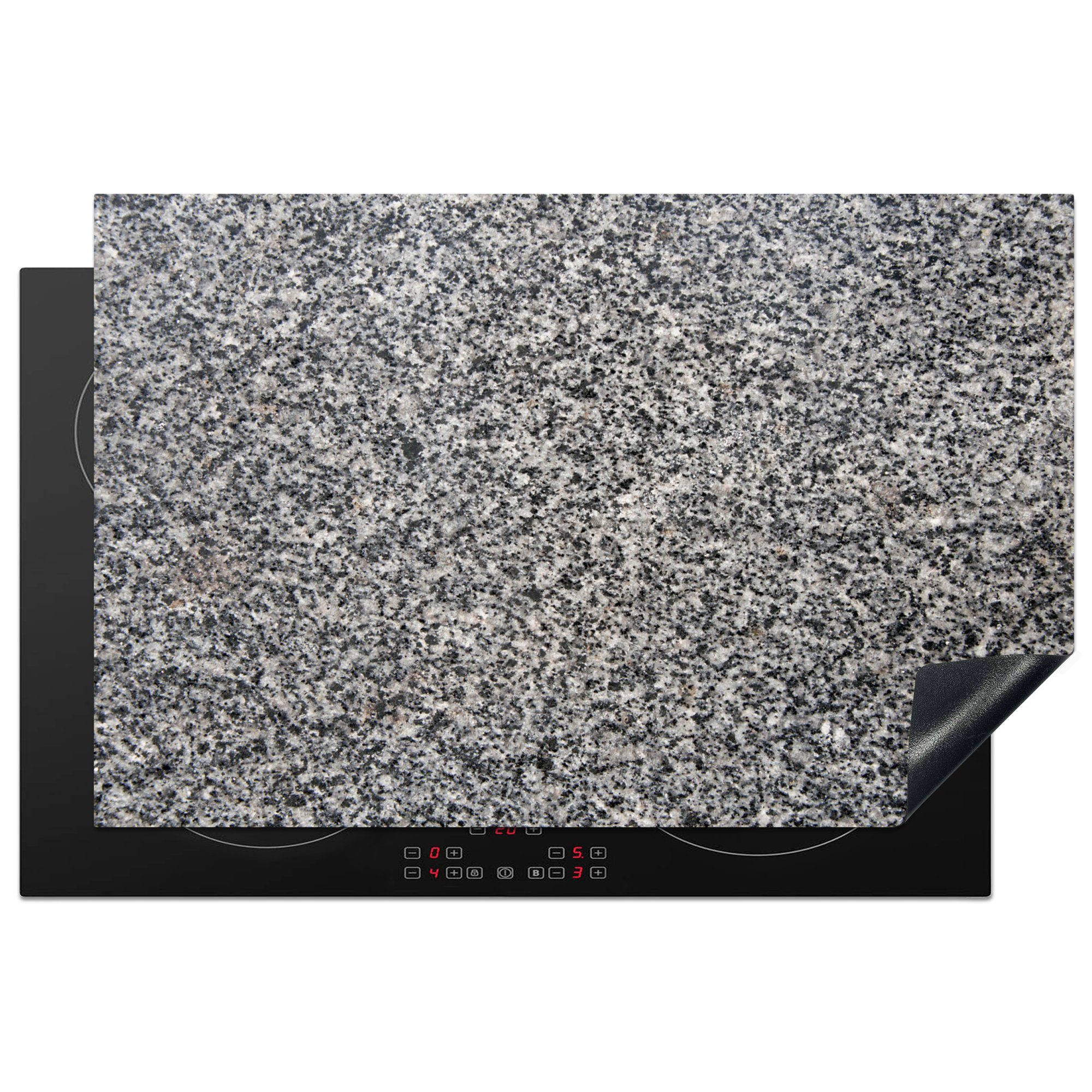 MuchoWow Herdblende-/Abdeckplatte Granit - Industriell - Design - Grau, Vinyl, (1 tlg), 81x52 cm, Induktionskochfeld Schutz für die küche, Ceranfeldabdeckung