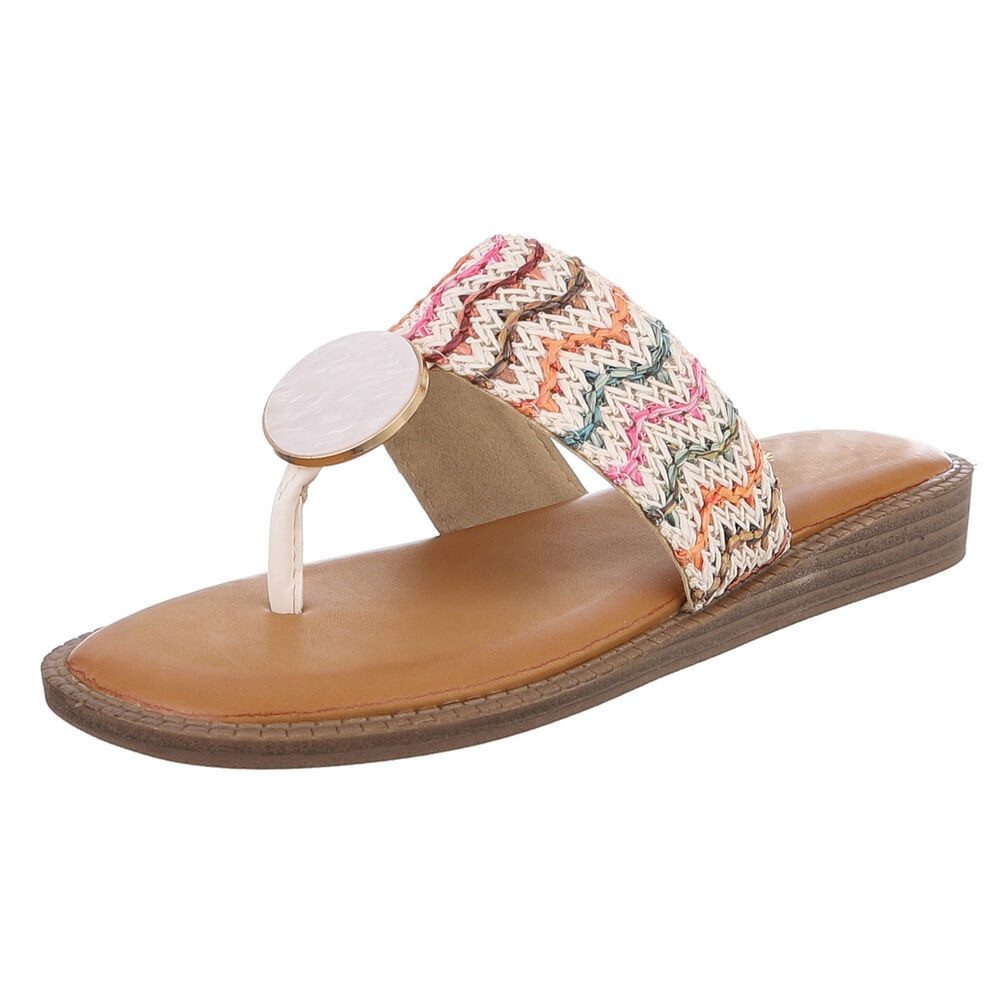 Ital-Design Trendige Damen-Sandalen mit goldener Applikation, Sommer Zehent günstig online kaufen