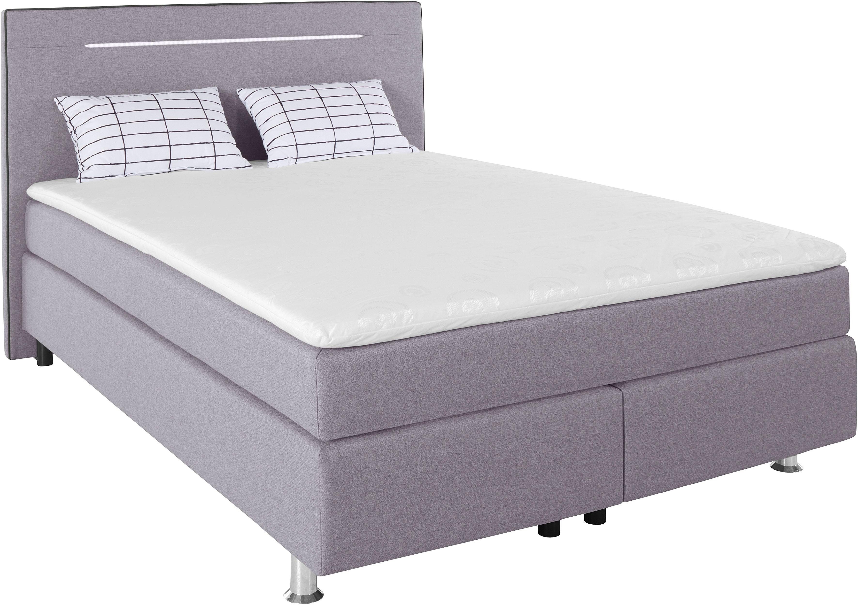 COLLECTION AB Boxspringbett London, inklusive Topper und Kissen, mit LED-Beleuchtung, Boxspringbett erhältlich in 90cmx200cm, 140cmx200cm & 180cmx200cm