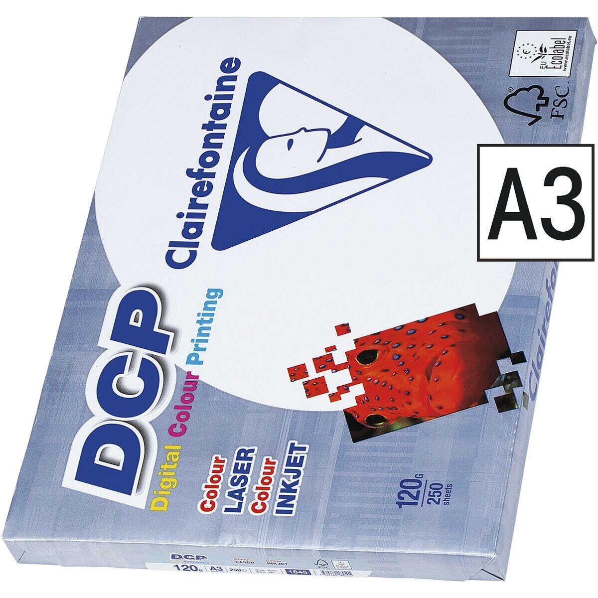 CLAIREFONTAINE Farblaser-Druckerpapier DCP, Format DIN A3, 120 g/m², 172 CIE, 250 Blatt