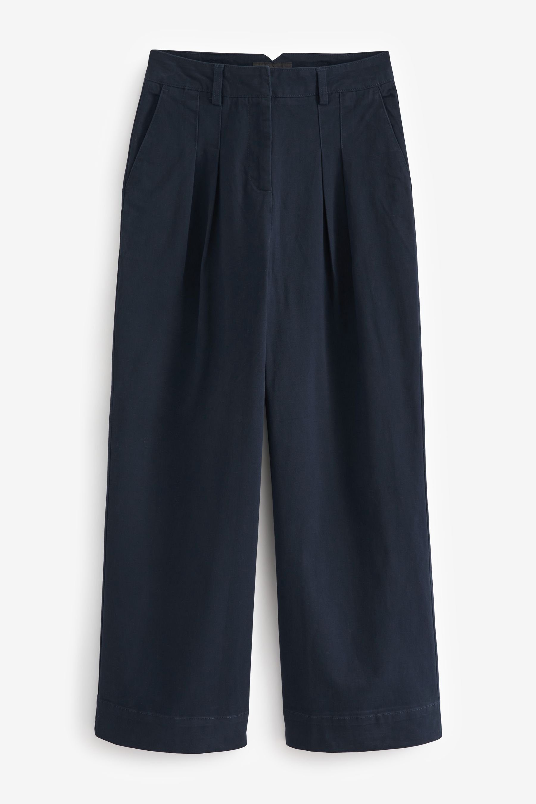 Next Marlene-Hose Hose aus Baumwolle mit weitem Bein (1-tlg) Navy Blue