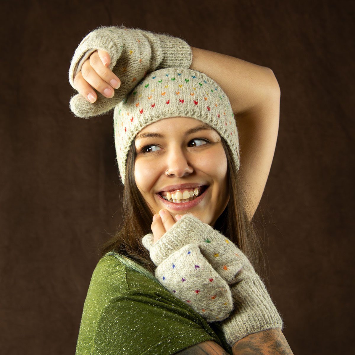 McRon Strickhandschuhe Klappfäustlinge, Klapphandschuhe Modell Naomi günstig online kaufen