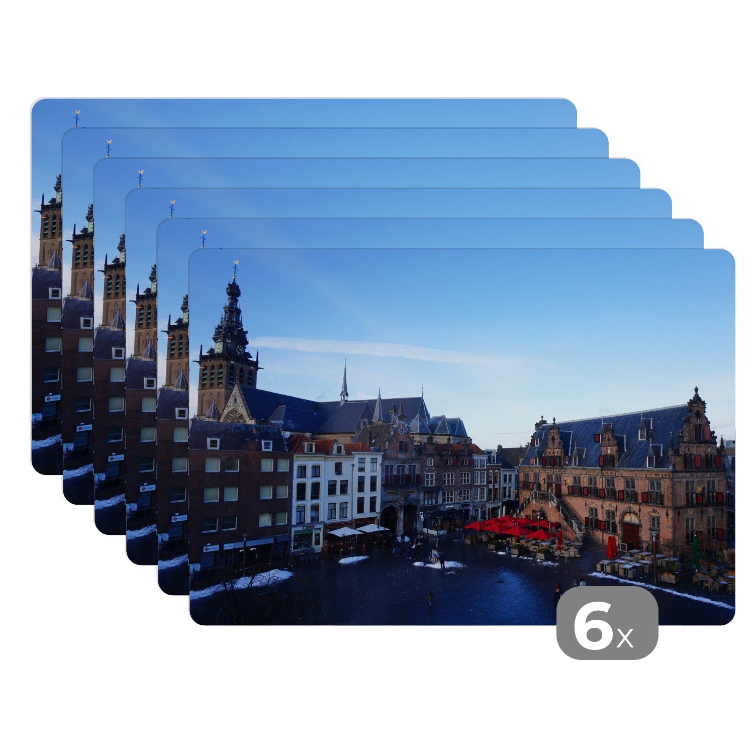 Platzset, Markt - Nijmegen - Niederlande, MuchoWow, (6-St), Platzset, Platzdecken, Platzmatte, Tischmatten, Schmutzabweisend