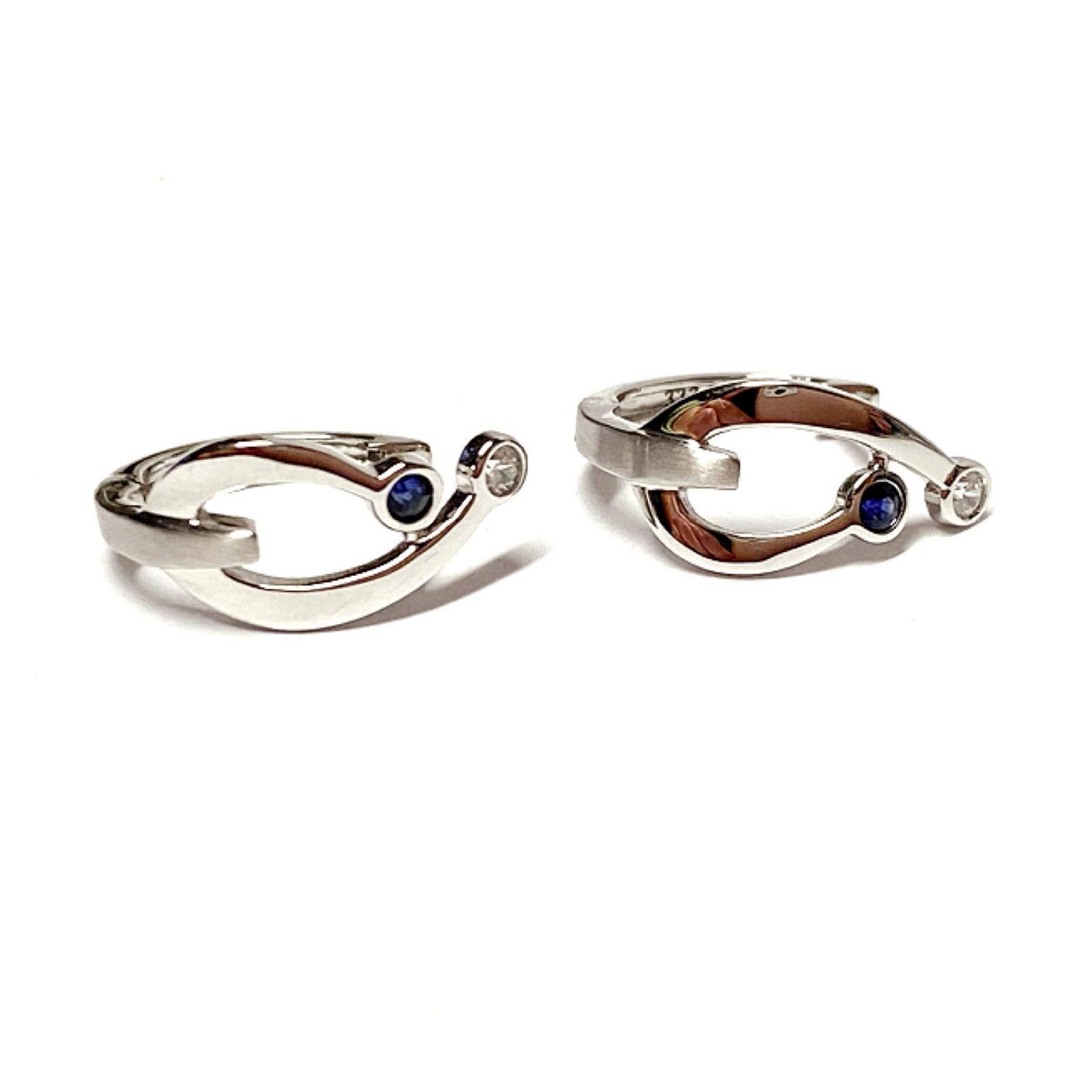 Edelschmiede925 Paar Creolen elegante Creolen in 333/- Weißgold + Zirkonia und Safir