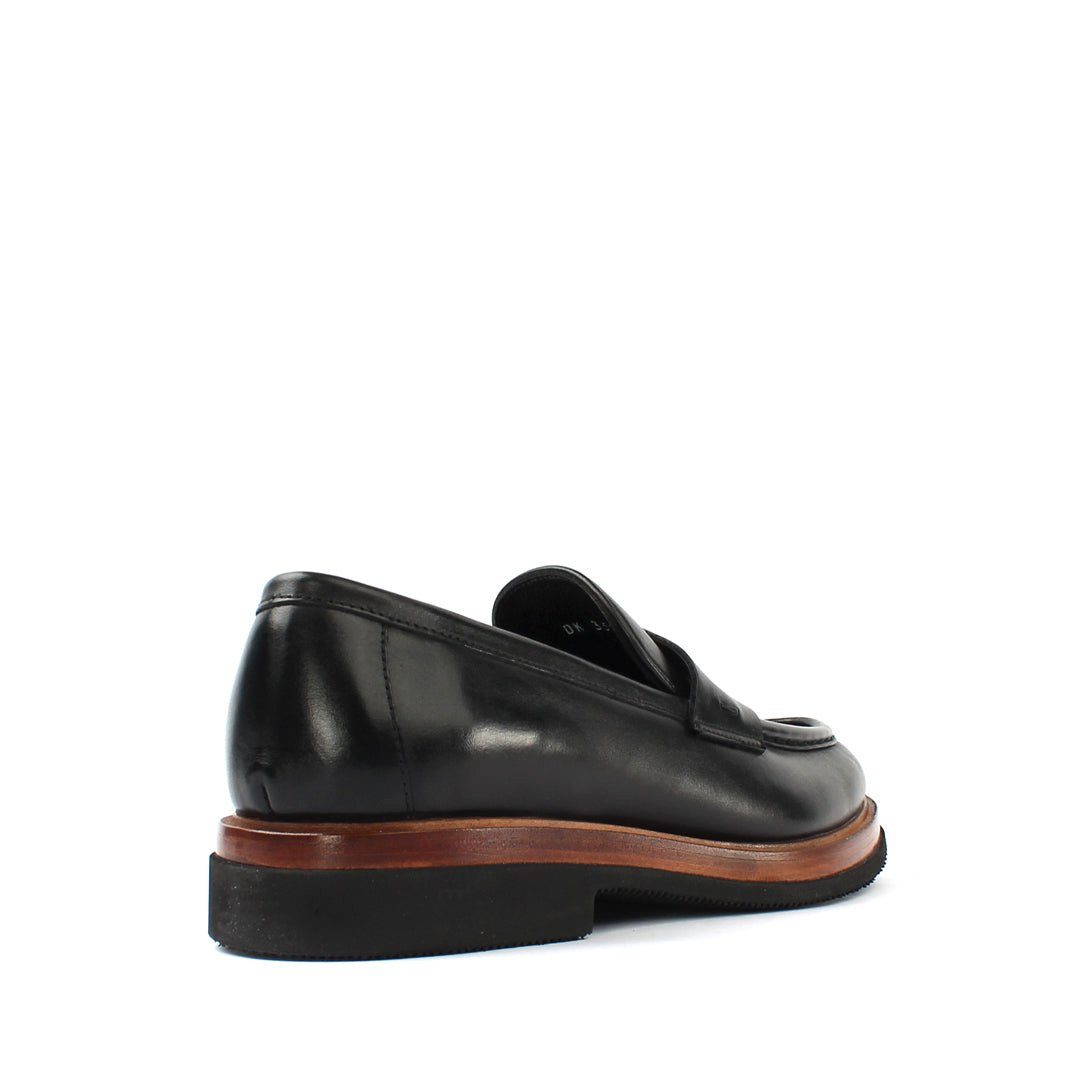 Celal Gültekin Leder-Loafer Slip-On Plateau Blockabsatz Glattleder Business Herren Loafer Glattleder, Echtleder-Futter, Holzoptik-EVA-Sohle, Schwarz, 39 – Bild 4 von 5