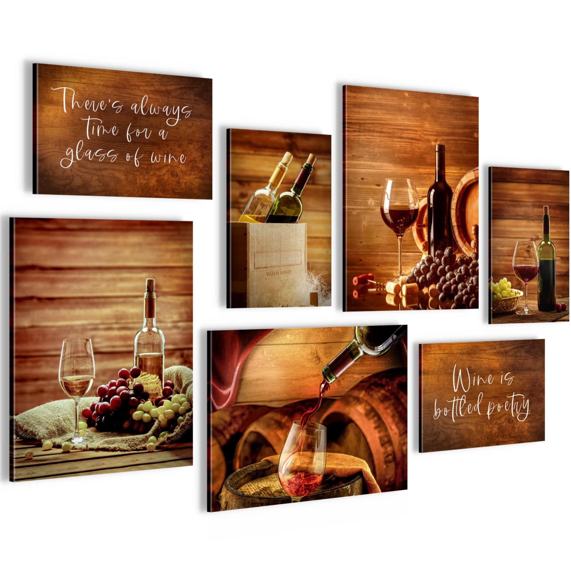 Novart Wandbild Küchenbild Braun Wein Küche/Esszimmer günstig online kaufen