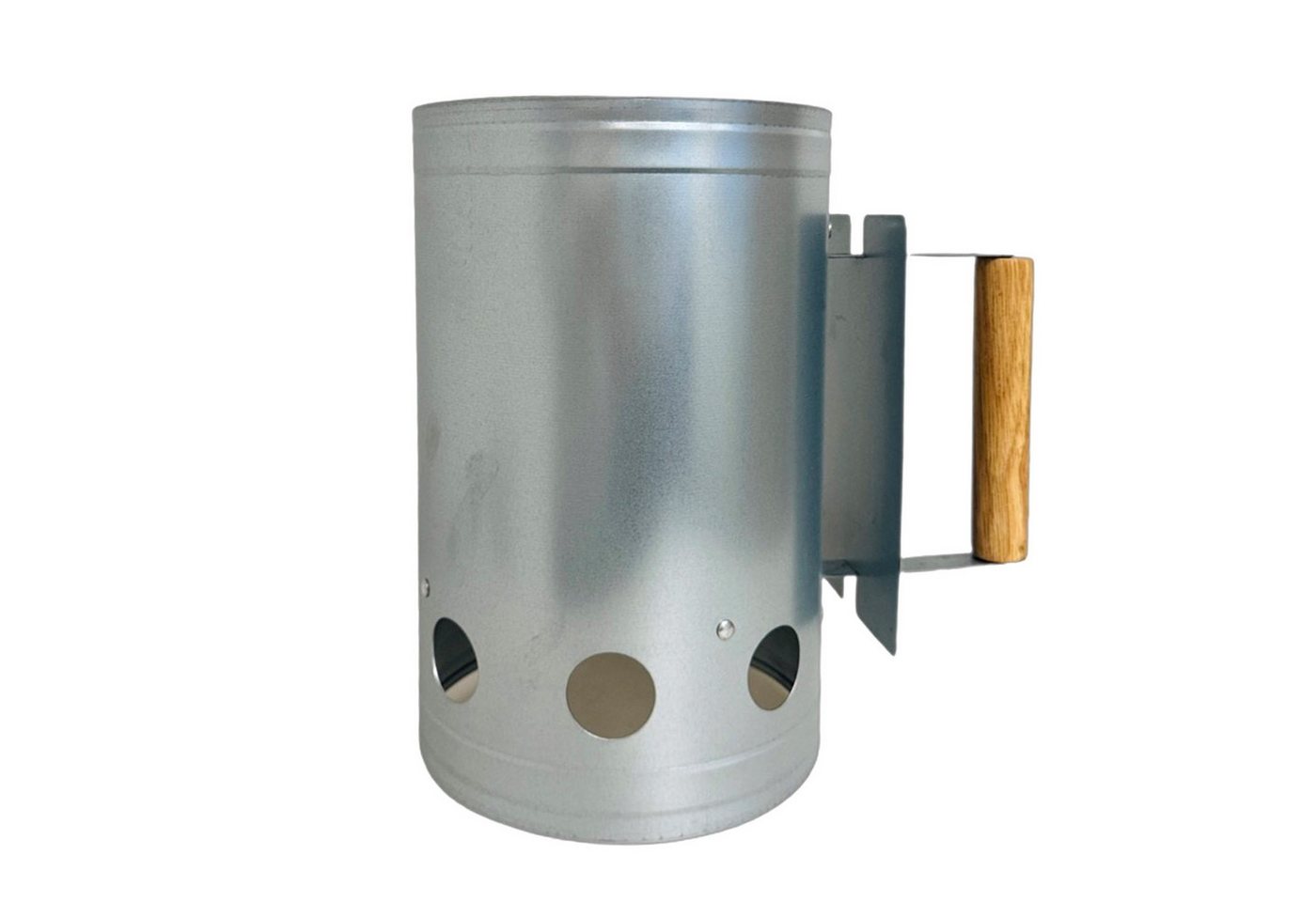 HAC24 Anzündkamin XL Stahl Kohleanzünder Kohle Grillanzünder Grillstarter (1-tlg), Holzgriff mit Hitzeschild