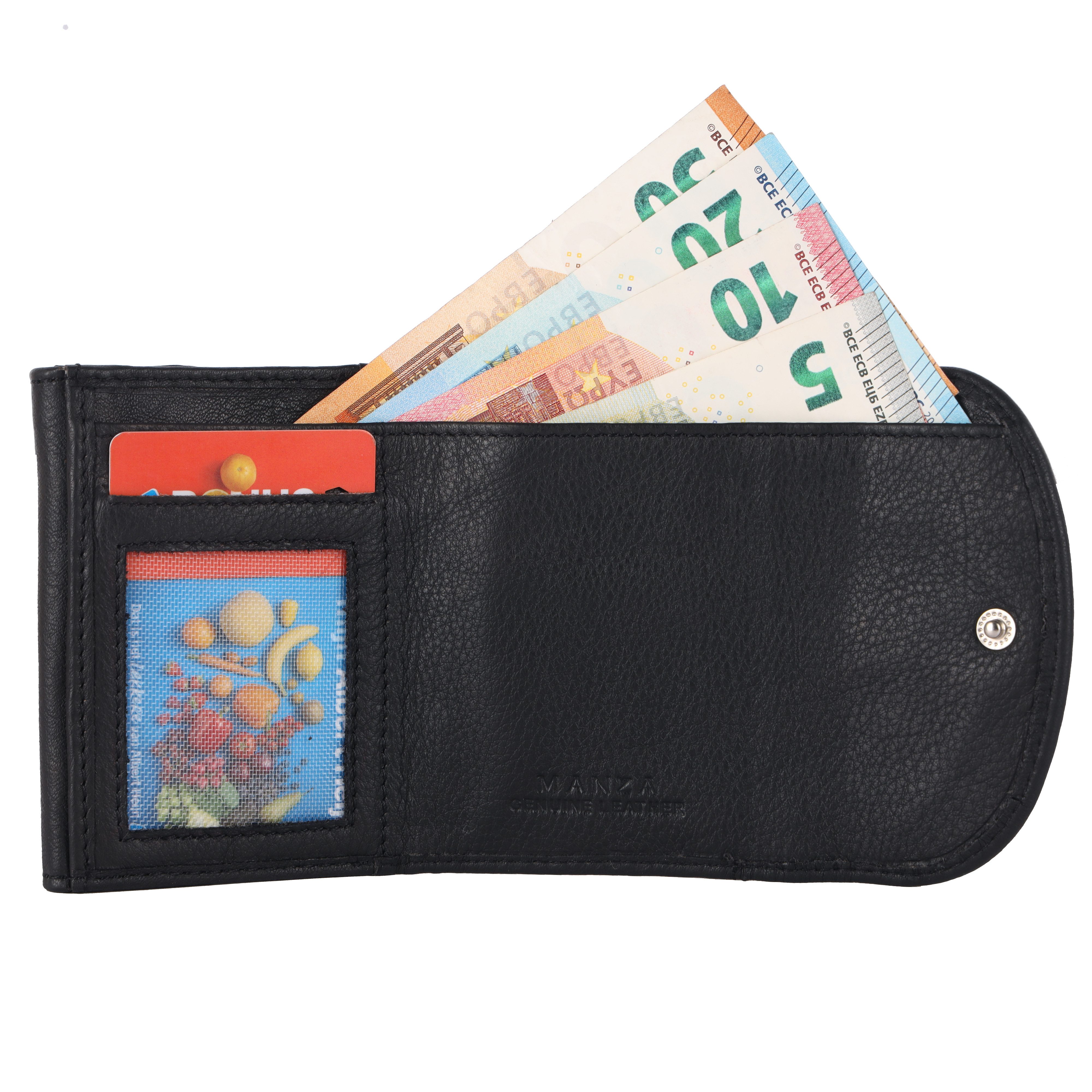 Manza Mini Geldbörse Mini Geldbörse Echt Leder Portemonnaie mit Münzfach Geldbeutel RFID, Slim Wallet