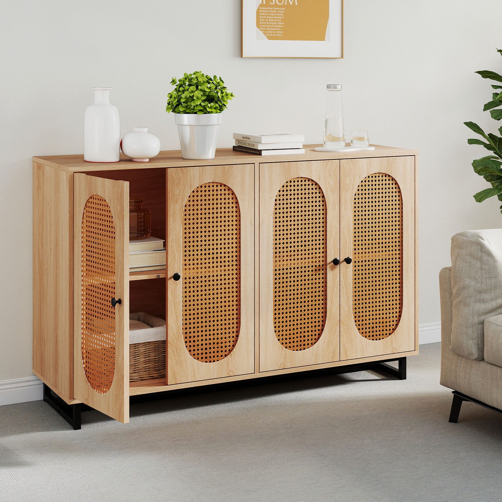 COSTWAY Sideboard, Kuchenschrank mit arbeitsplatte, kommode flurkommode