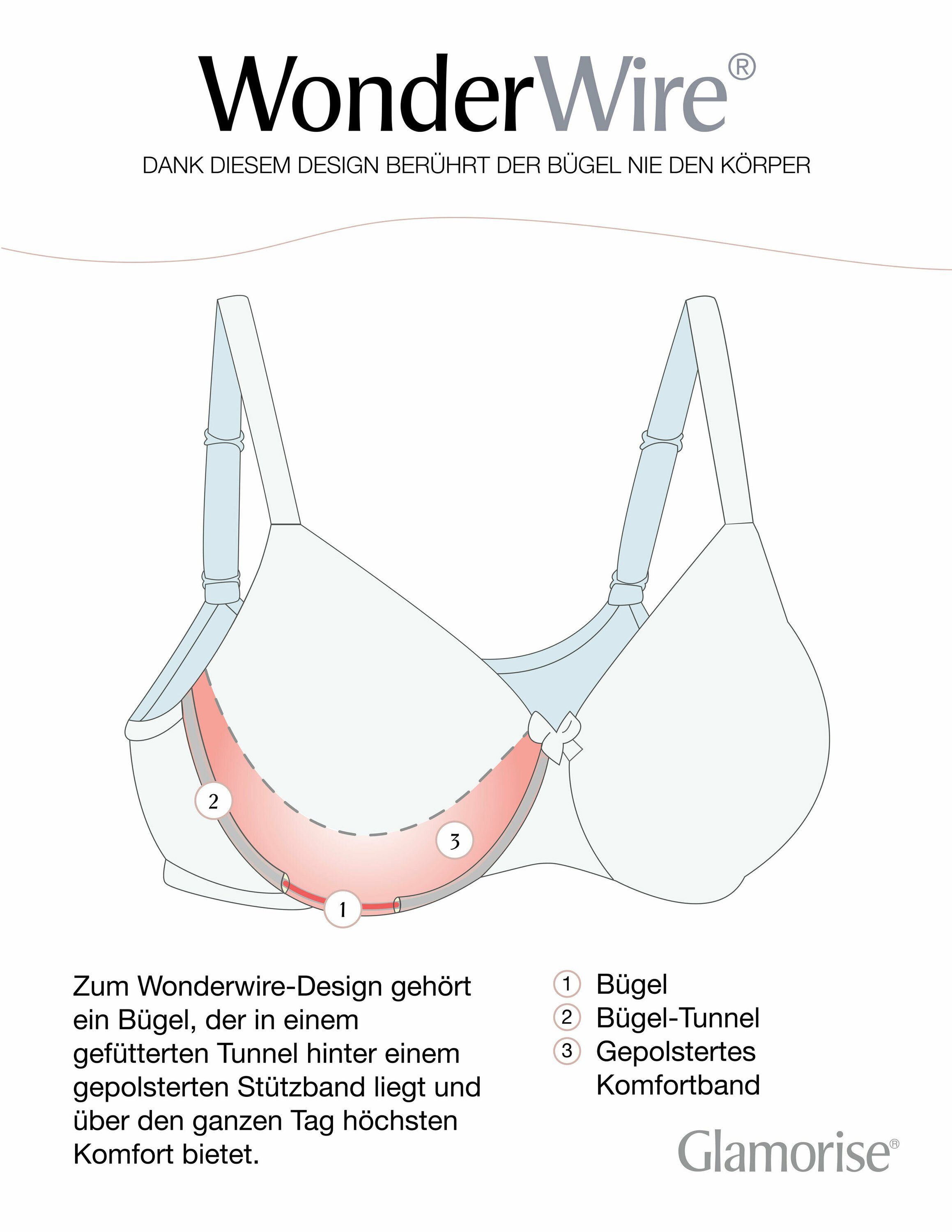 GLAMORISE Bügel-BH mit Vorderverschluss, WonderWire Technologie & Spitze