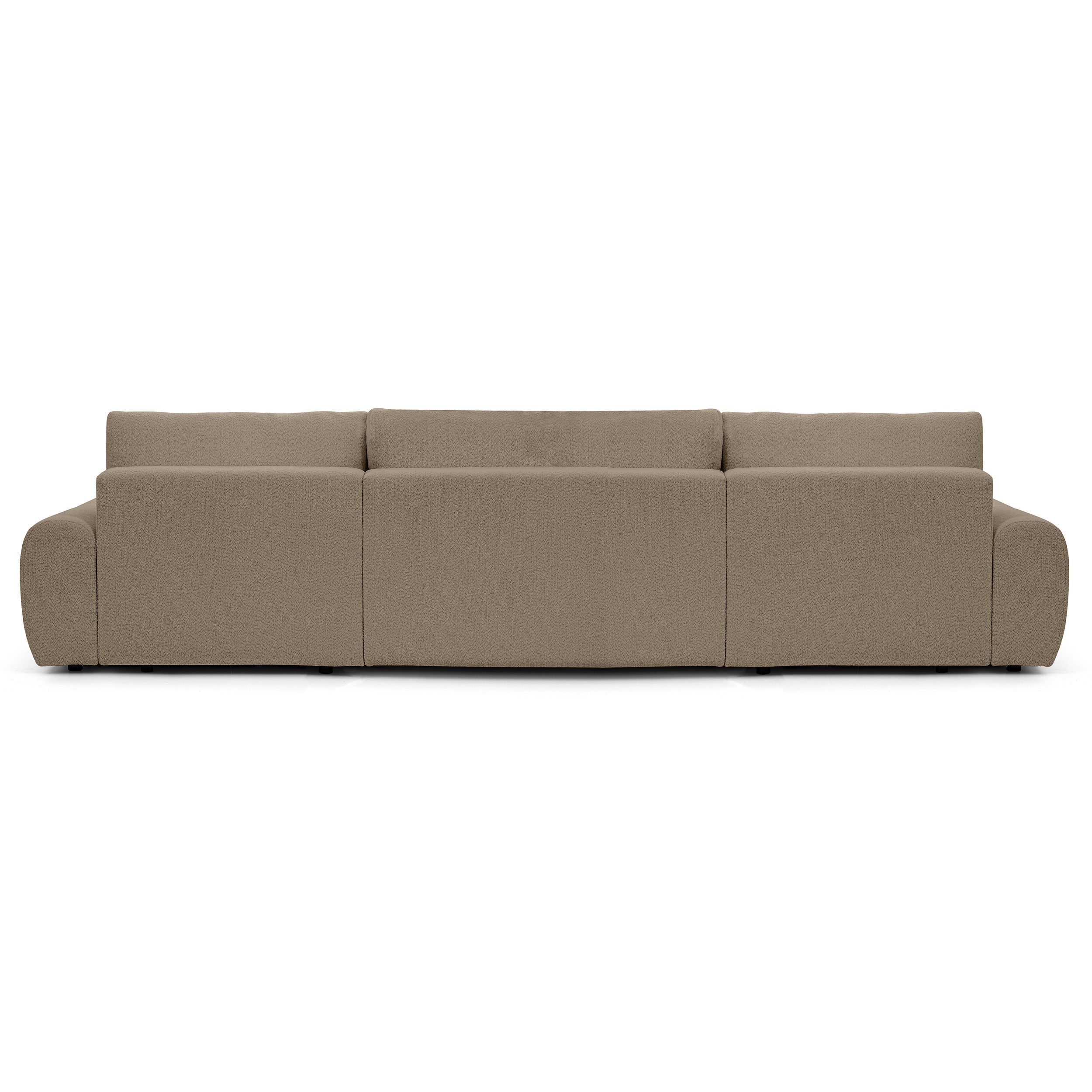 Beautysofa Ecksofa Oliver U-Form mit Schlaffunktion & Bettkasten, Großes Sofa mit Bouclé Stoff QUELLE, 6 Farben, Breite: 355 cm